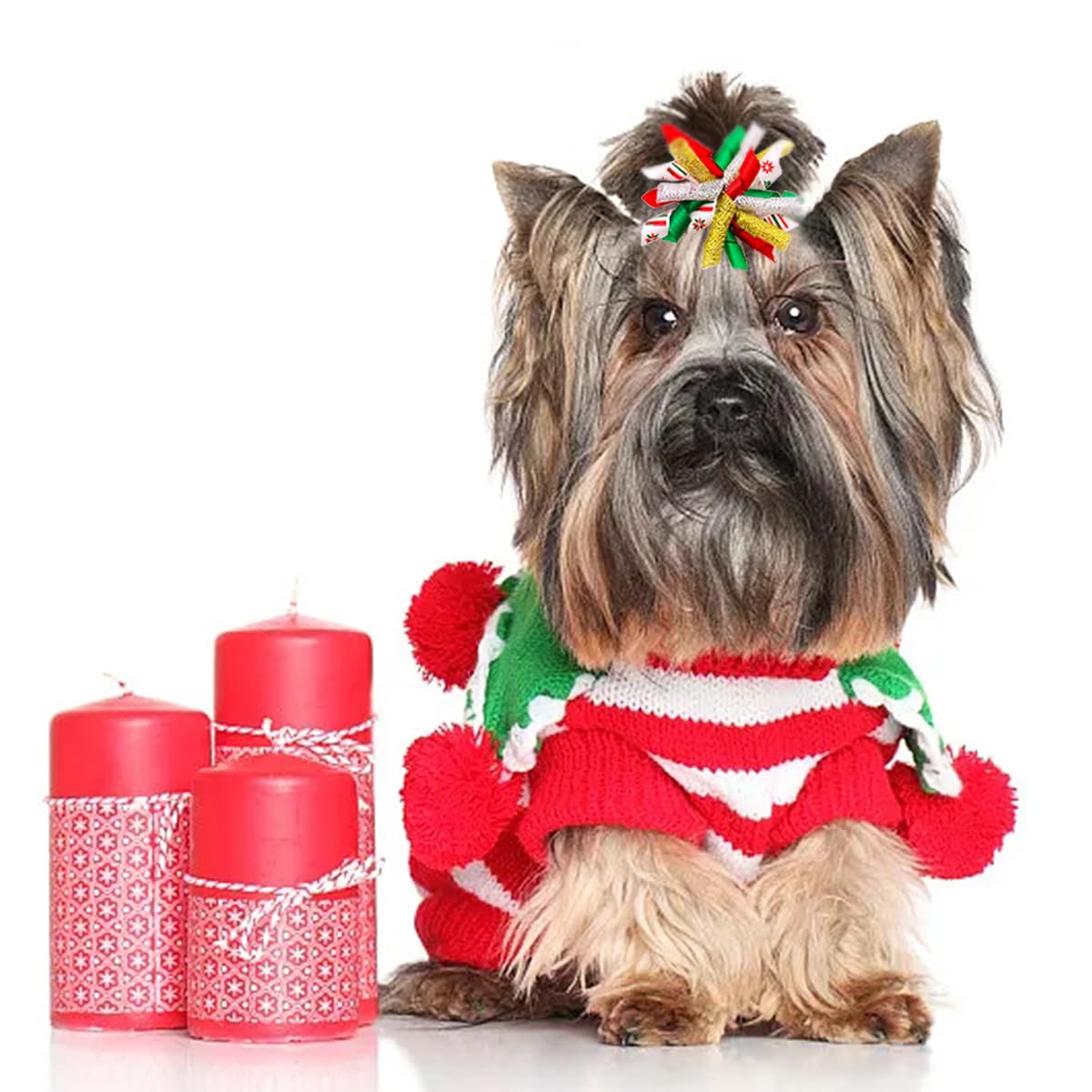 PET SHOW Curly Dog Hair Bows 20pcs for Small Medium Dogs with Rubber Bands Spiral Puppy Swirl Topknot Cat Festival Accessories Gift - View 5 of 7