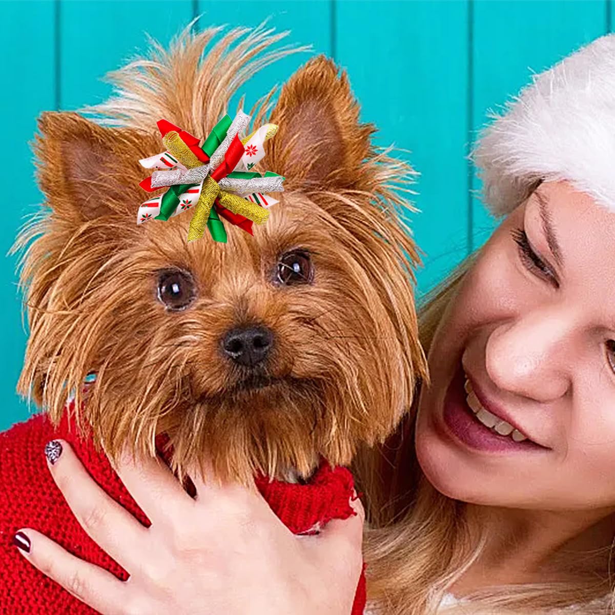 PET SHOW Curly Dog Hair Bows 20pcs for Small Medium Dogs with Rubber Bands Spiral Puppy Swirl Topknot Cat Festival Accessories Gift - View 7 of 7