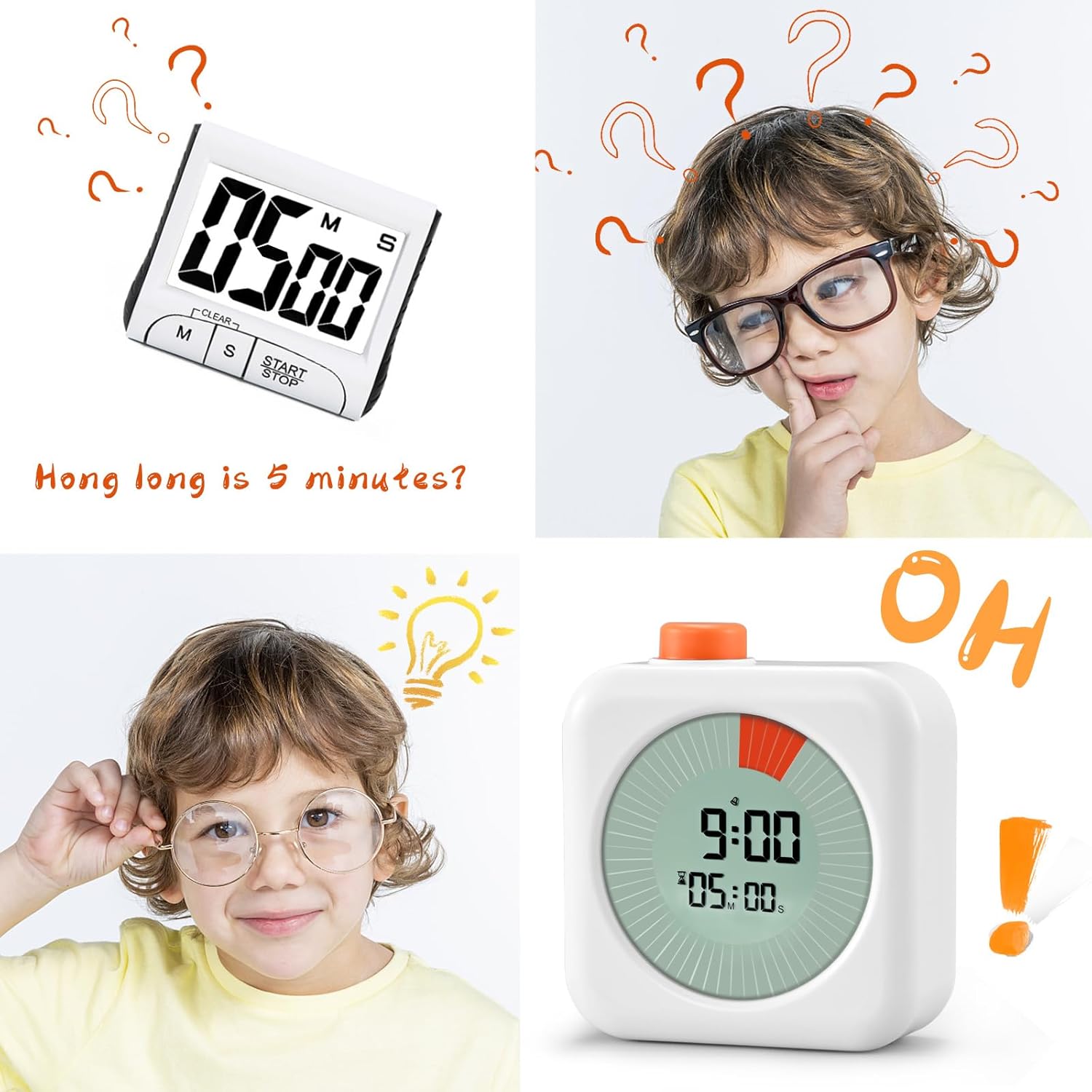 EooCoo EooCoo Digital Visual Timer 60 Minute Countdown Timer for Kids and Adults Time Management Tool for Homeschool Kitchen Office ADHD - View 7 of 7