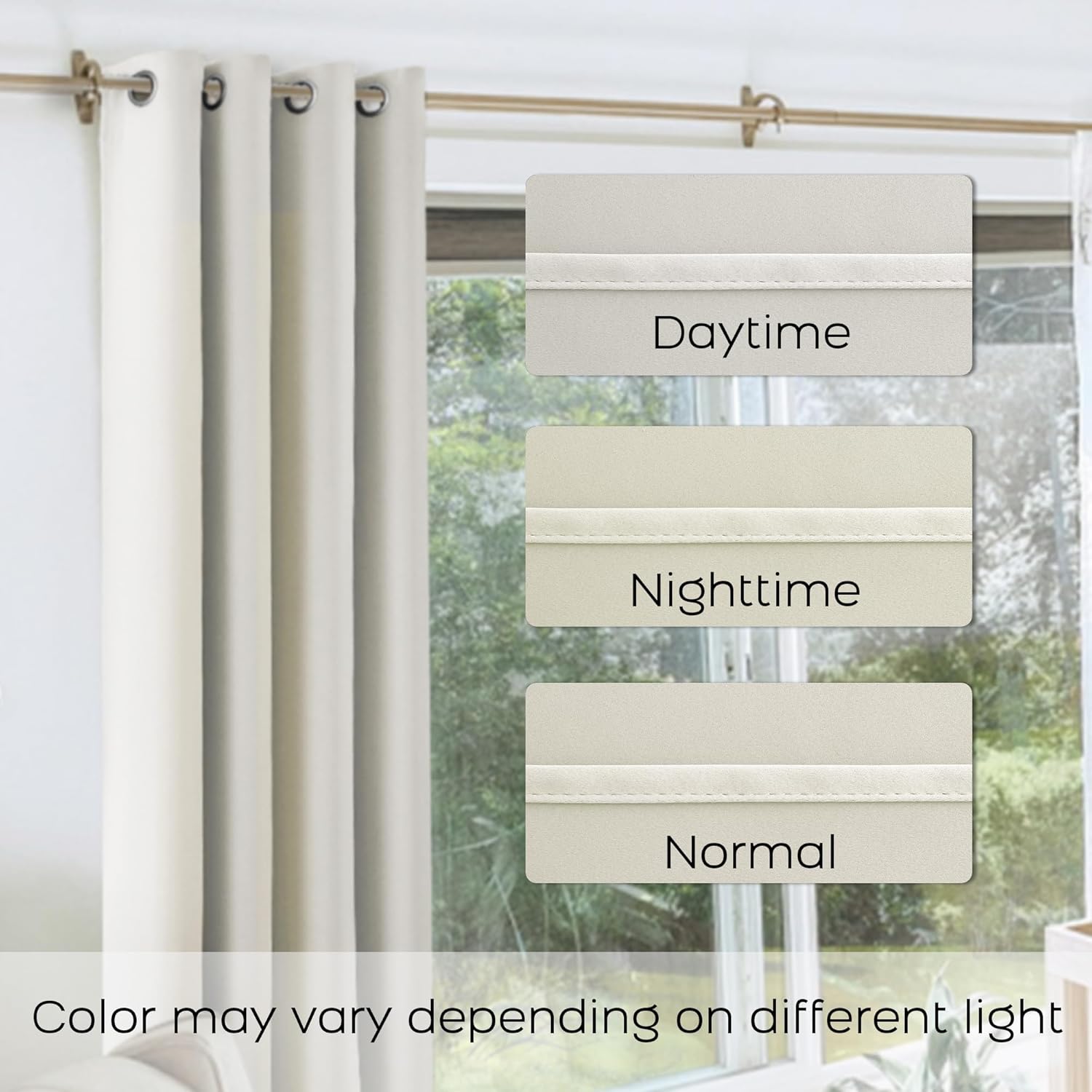 KOUFALL KOUFALL Light Beige Cream Curtains 84 Inches Long Room Darkening Thermal Insulated Drapes 72 Inch Wide 2 Panels Set for Living Room - View 4 of 9