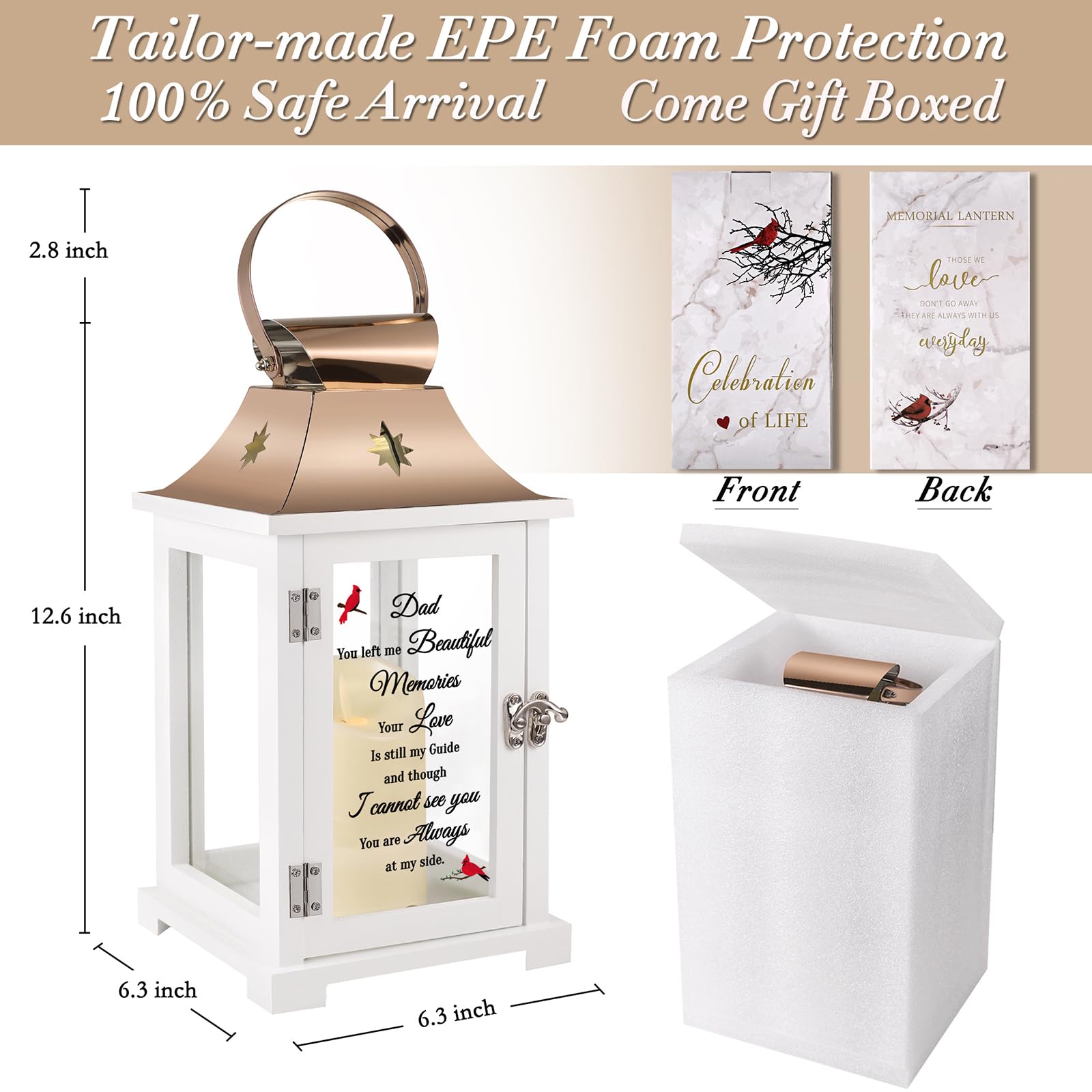 liantudy Memorial Lantern for Loved Ones Sympathy Gifts in Memory of Mom Dad Celebration of Life Bereavement Funeral Gifts - View 4 of 6