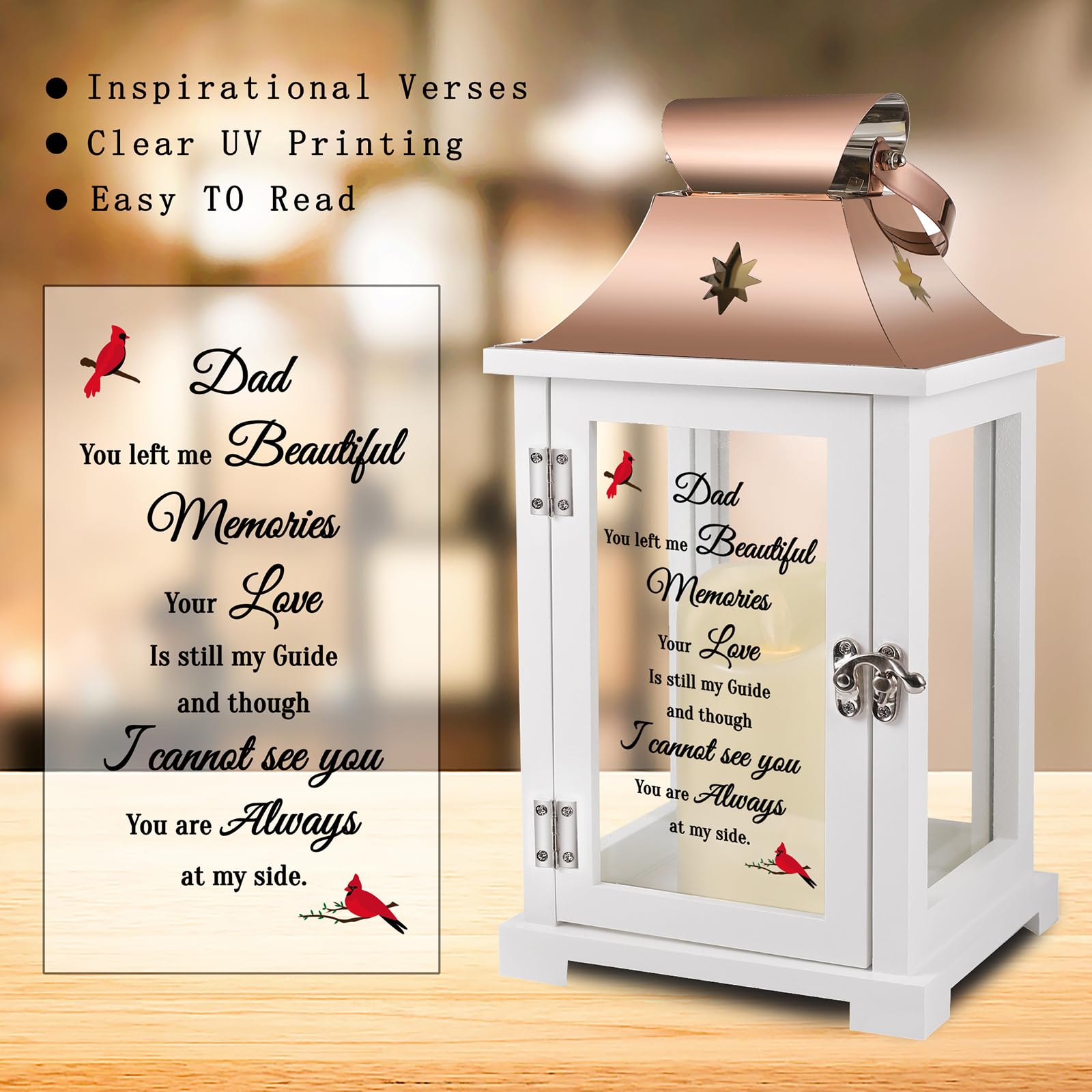 liantudy Memorial Lantern for Loved Ones Sympathy Gifts in Memory of Mom Dad Celebration of Life Bereavement Funeral Gifts - View 5 of 6