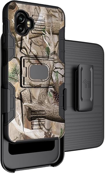 Nakedcellphone Rugged Clip Case for Galaxy XCover 6 Pro - Nakedcellphone Camo Grip Cover with Stand & Belt Holster