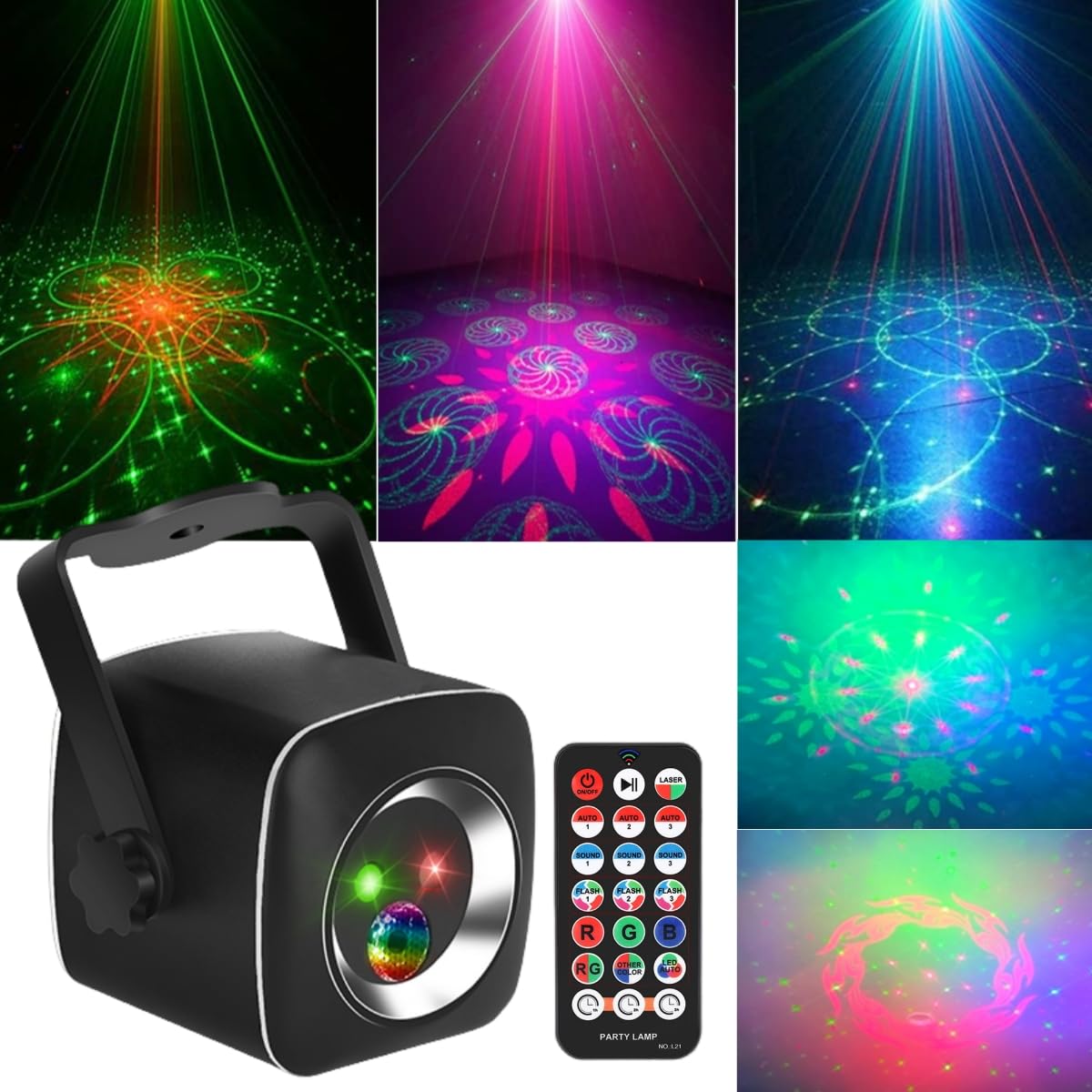 ZEDELADE Party Lights DJ Disco Lights Sound Activated Strobe Projector for Indoor Outdoor Events Christmas Halloween Karaoke Birthday Decor - View 7 of 7