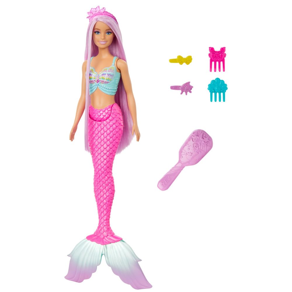 Barbie Barbie Mermaid Doll with 7-Inch Pink Hair & Colorful Accessories for Fun Styling Play
