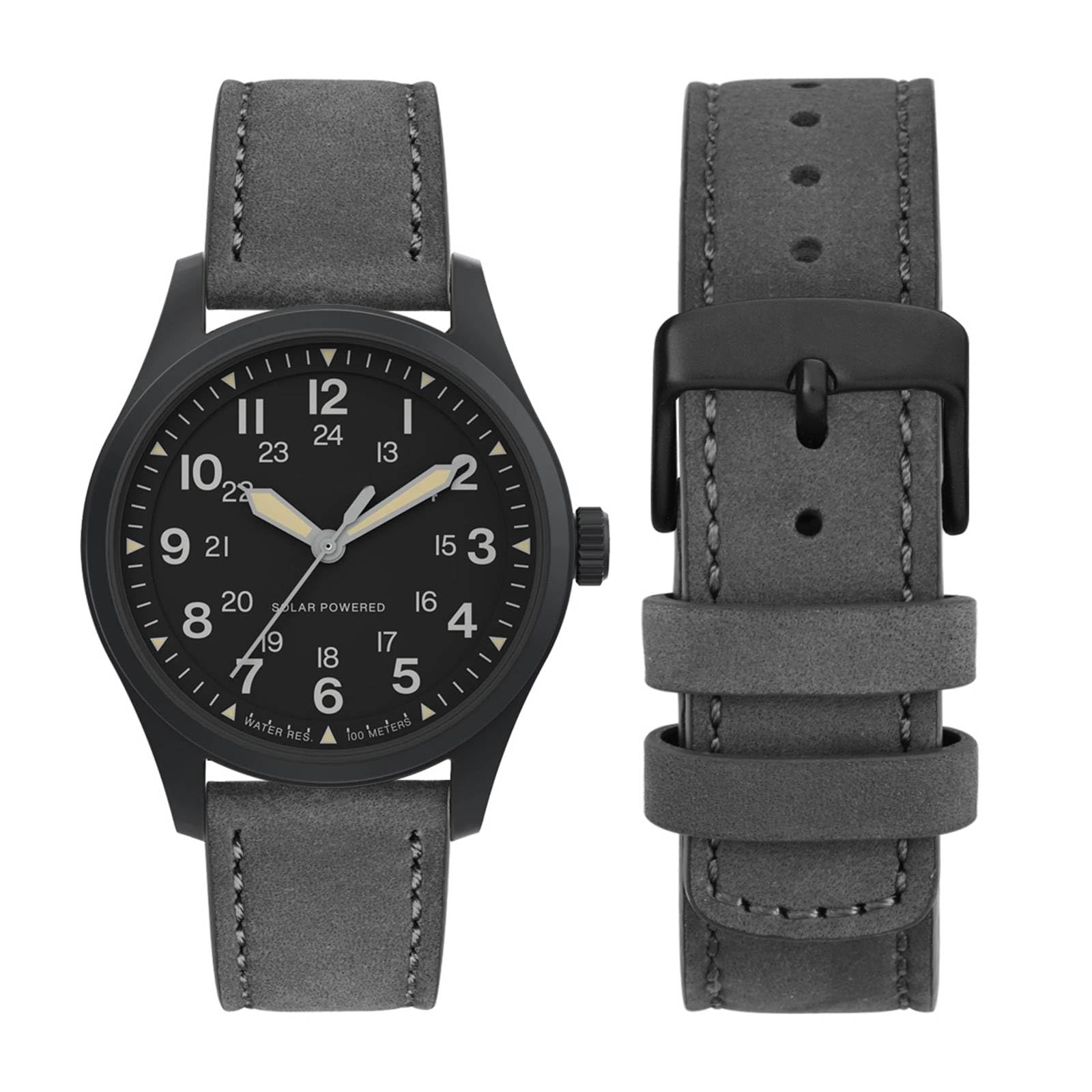 WOCCI WOCCI 18mm Retro Leather Watch Band Quick Release Replacement Strap for Men and Women with Black Buckle in Grey - View 5 of 9