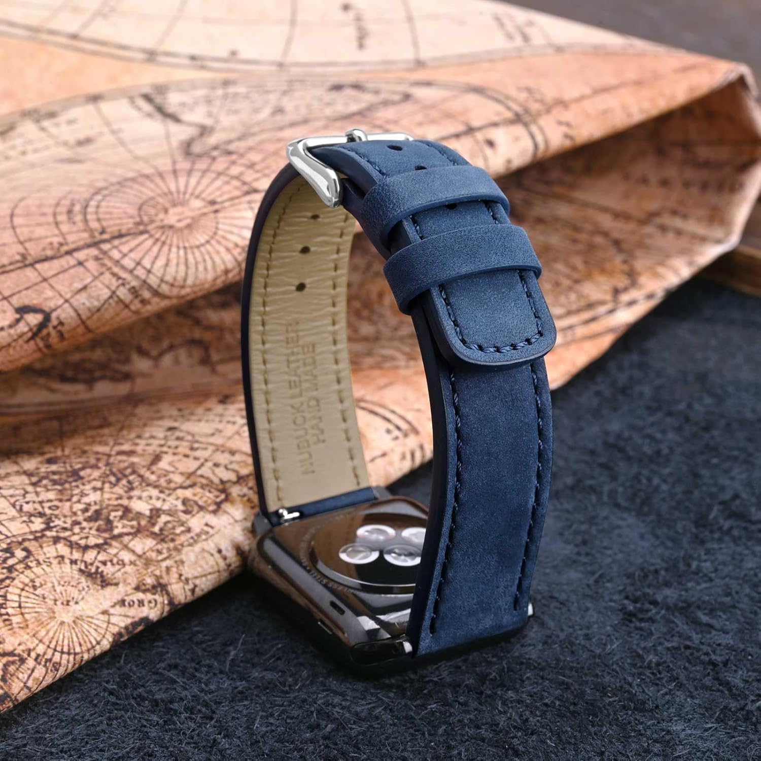 WOCCI WOCCI 18mm Retro Leather Watch Band Quick Release Replacement Strap for Men and Women Blue with Silver Buckle - View 7 of 9