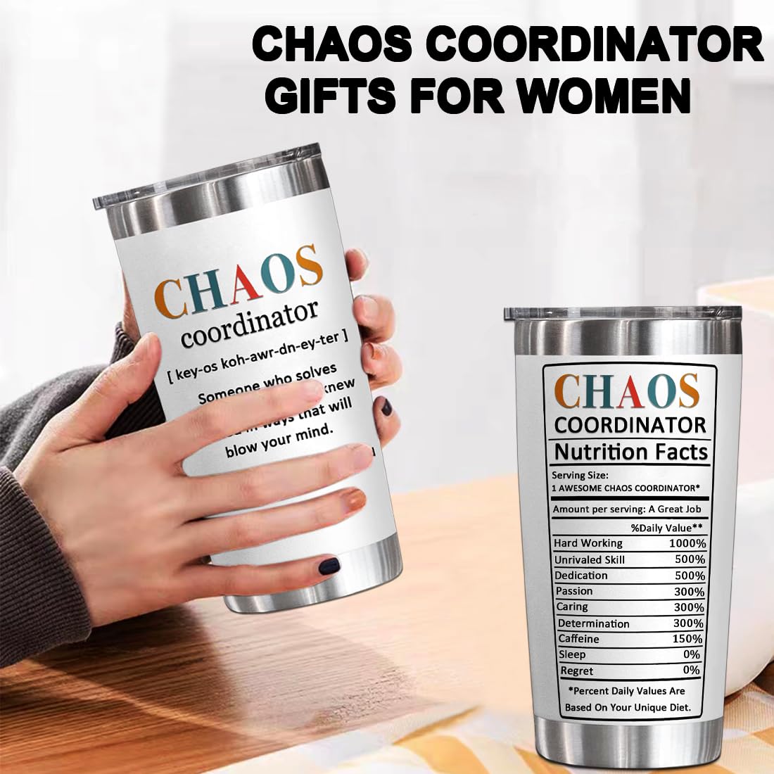 YXOTJHS YXOTJHS Chaos Coordinator Tumbler 20 Oz Stainless Steel Gift for Women Boss Coworker Manager Teacher Assistant Birthday Thank You - View 6 of 7