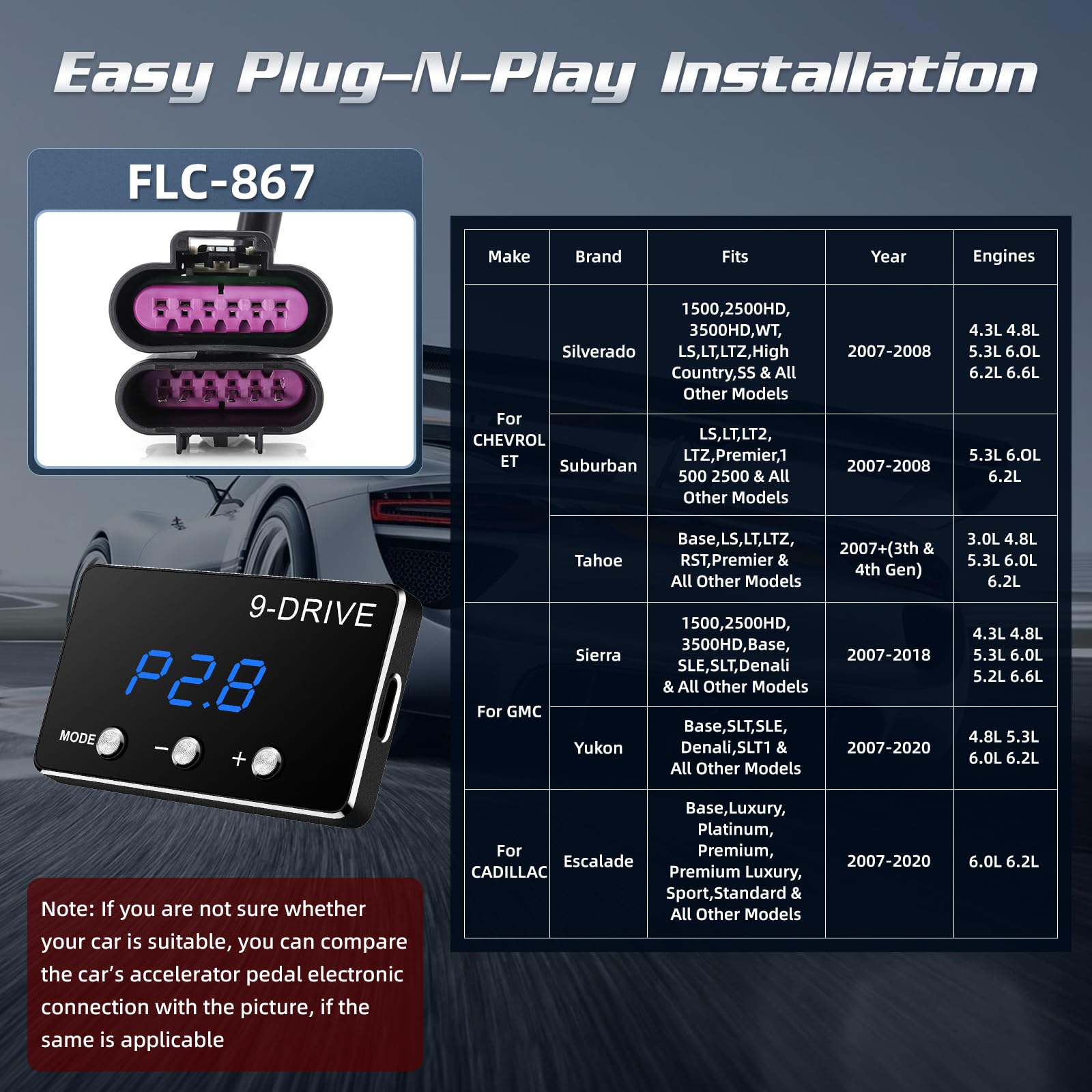 MAIMEIMI MAIMEIMI Throttle Response Controller 9 Drive Modes Smart Electronic Pedal for Chevrolet Silverado Suburban Tahoe GMC Sierra Yukon Cadillac Escalade - View 2 of 6