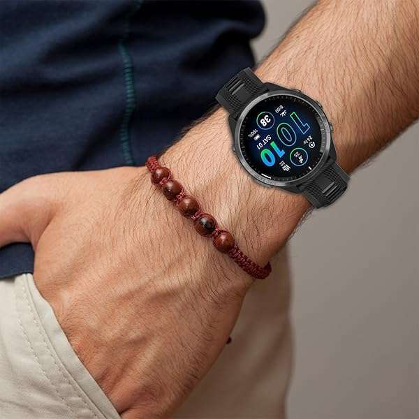 TopPerfekt TopPerfekt Silicone Replacement Band for Garmin Forerunner 965 - Stylish Black & Grey Strap for Men & Women - View 7 of 9