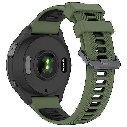TopPerfekt TopPerfekt Garmin Forerunner 965 Band - Soft Silicone Replacement Strap for Men & Women in Army Green & Black - View 4 of 9