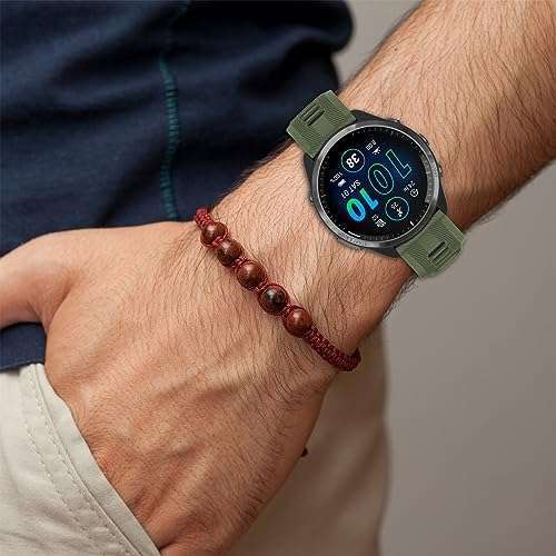 TopPerfekt TopPerfekt Garmin Forerunner 965 Band - Soft Silicone Replacement Strap for Men & Women in Army Green & Black - View 7 of 9