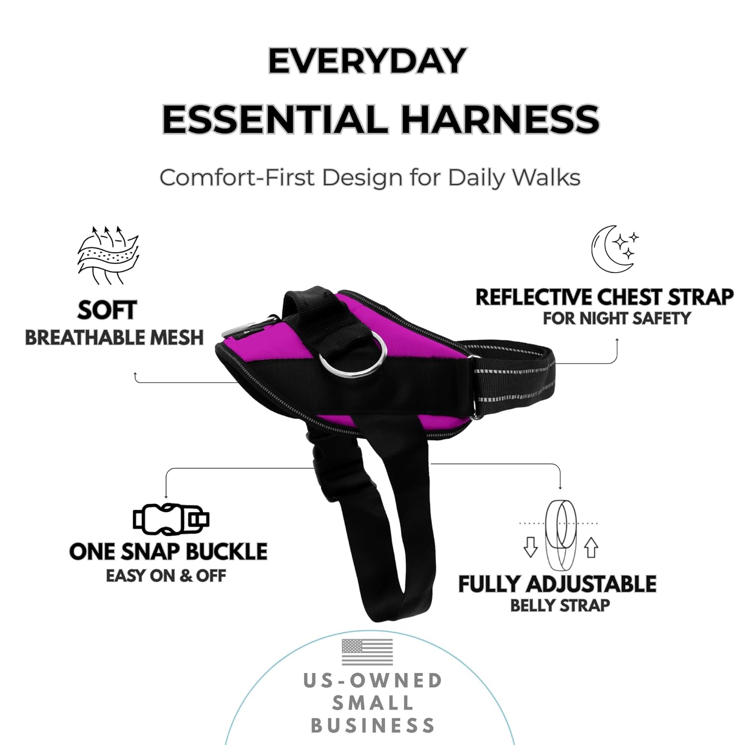 SHAWNCO ShawnCo Essential Dog Harness No Pull Pet Vest Adjustable Padded Reflective for Easy Walking and Training Small Medium Large Dogs Orchid XS - View 2 of 9