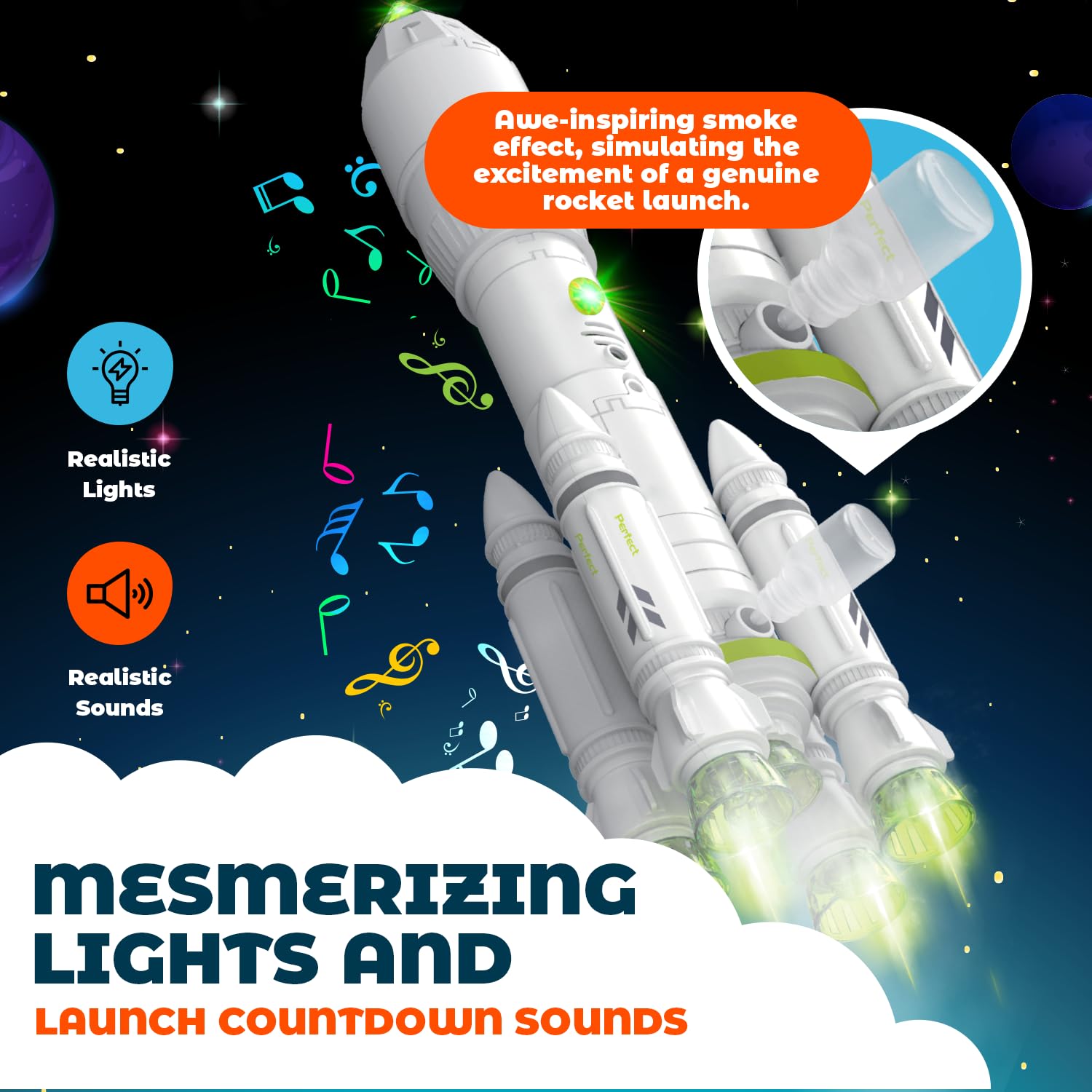 MOBIUS Toys MOBIUS Toys Space Adventure Rocket Ship Toy for Kids Ages 3-8 with Lights Sounds and Astronaut for Outer Space Exploration Playset - View 4 of 9