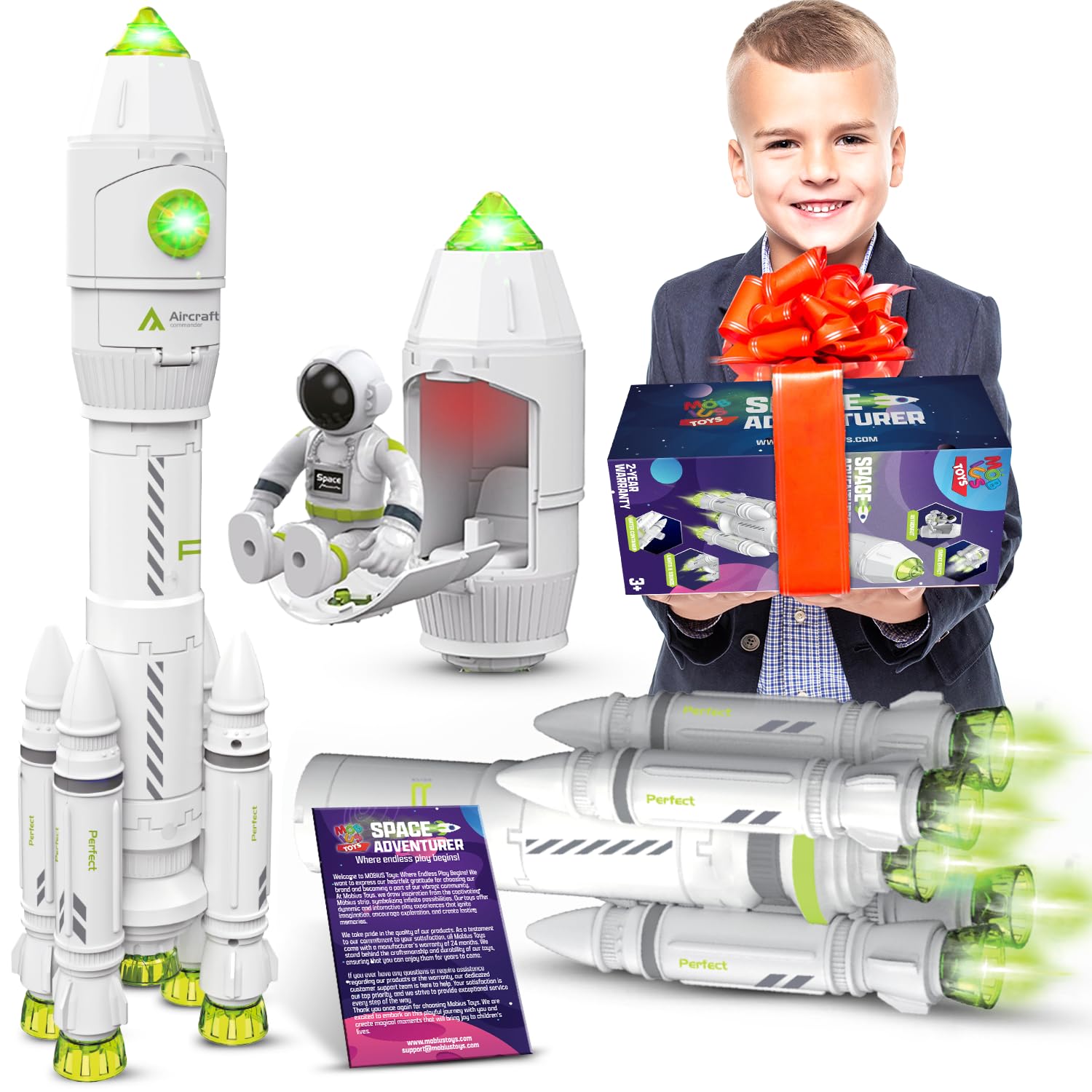 MOBIUS Toys MOBIUS Toys Space Adventure Rocket Ship Toy for Kids Ages 3-8 with Lights Sounds and Astronaut for Outer Space Exploration Playset - View 6 of 9