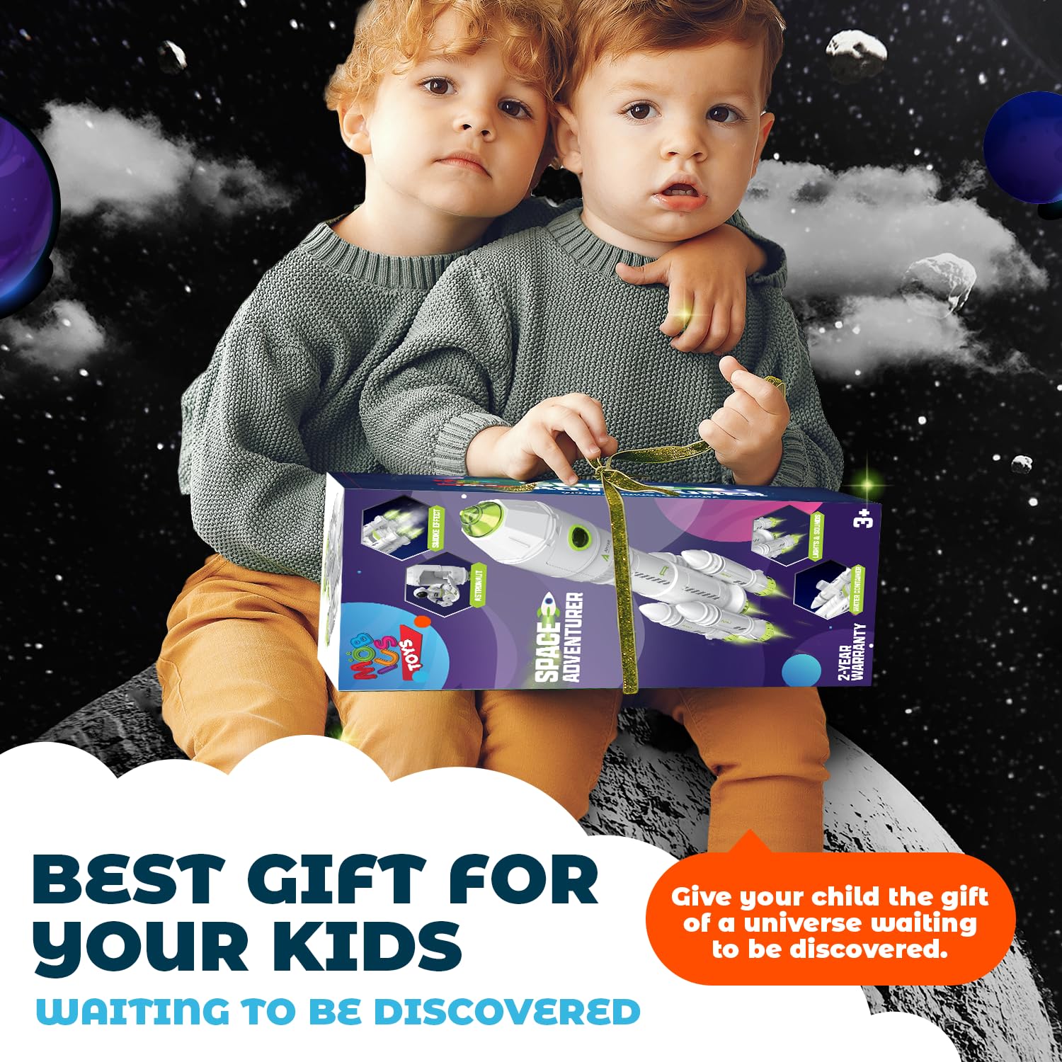 MOBIUS Toys MOBIUS Toys Space Adventure Rocket Ship Toy for Kids Ages 3-8 with Lights Sounds and Astronaut for Outer Space Exploration Playset - View 8 of 9