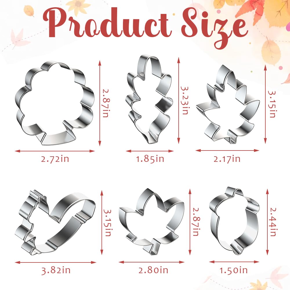 Hying Hying 6 PCS Fall Thanksgiving Cookie Cutters Set for Baking Autumn Maple Leaves Carrot Squirrel Molds for DIY Baking Decor - View 2 of 5