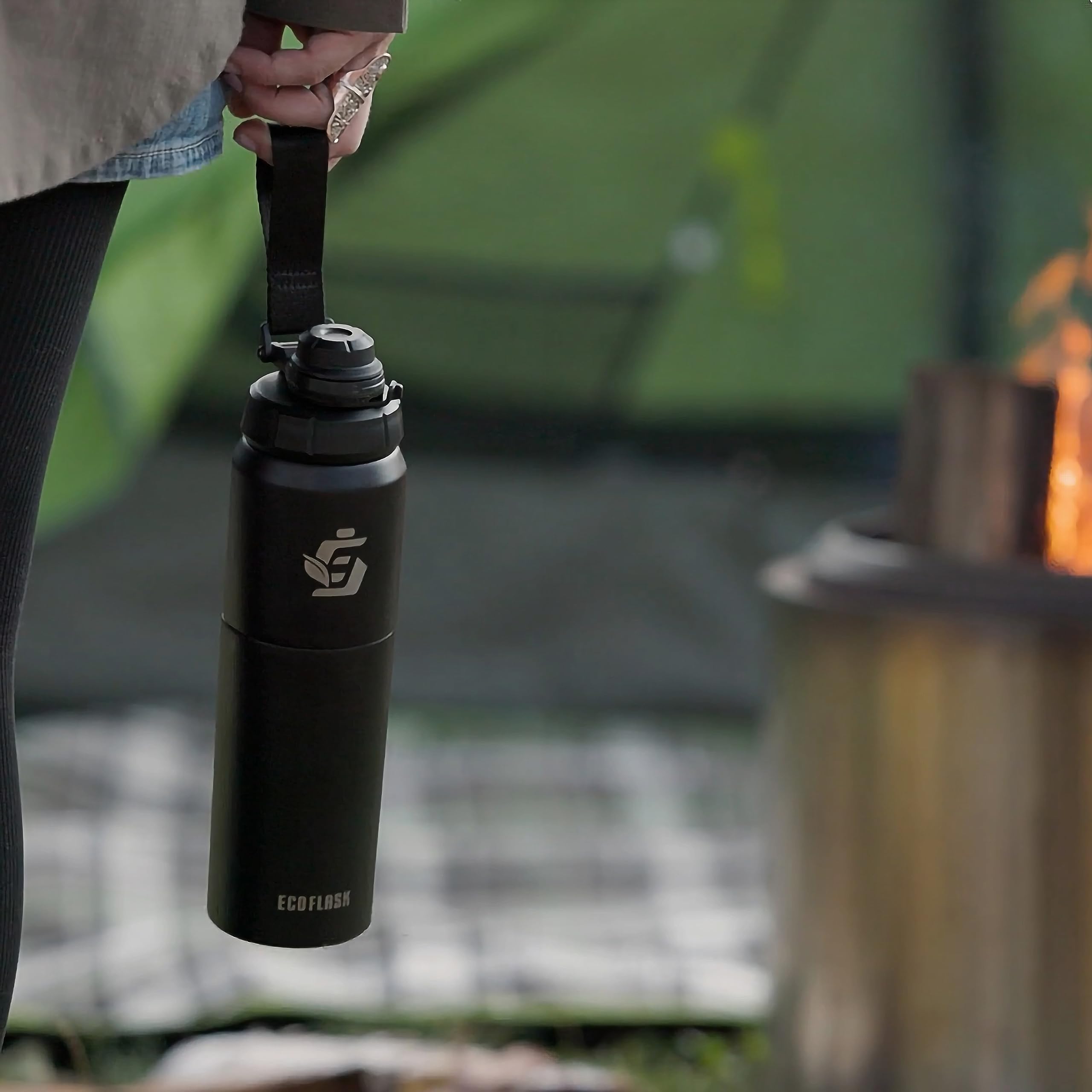 Eco Flask Eco Flask 22 oz Insulated Water Bottle with 16 oz Detachable Cup and 3 Lids for Ultimate Hydration and Convenience - View 6 of 6