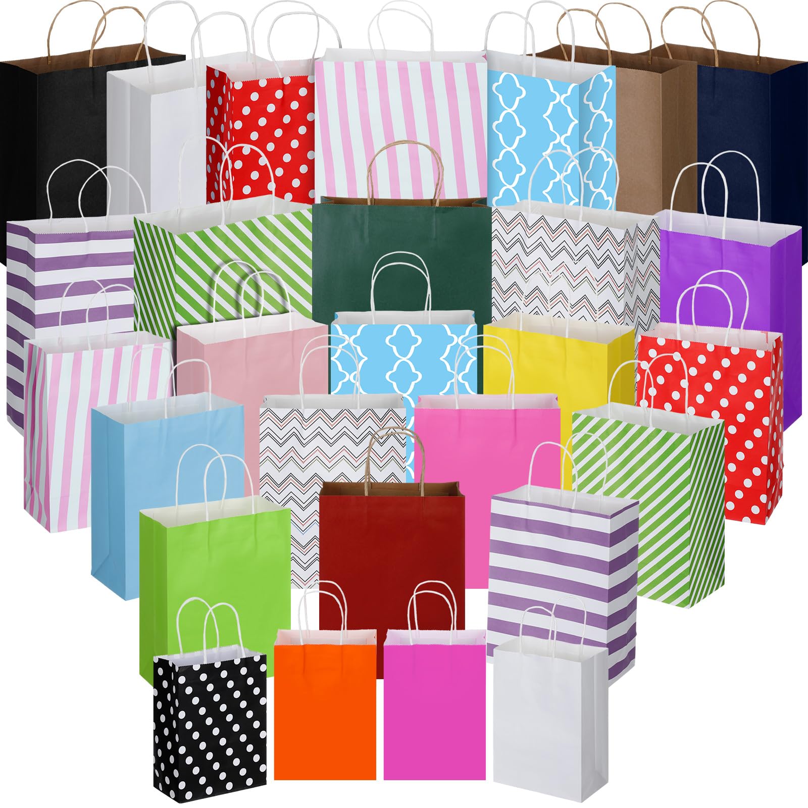Tenceur Tenceur 28 Pcs Assorted Paper Gift Bags with Handles for Valentine's Day Birthday Shopping Christmas in Small Medium Large Sizes