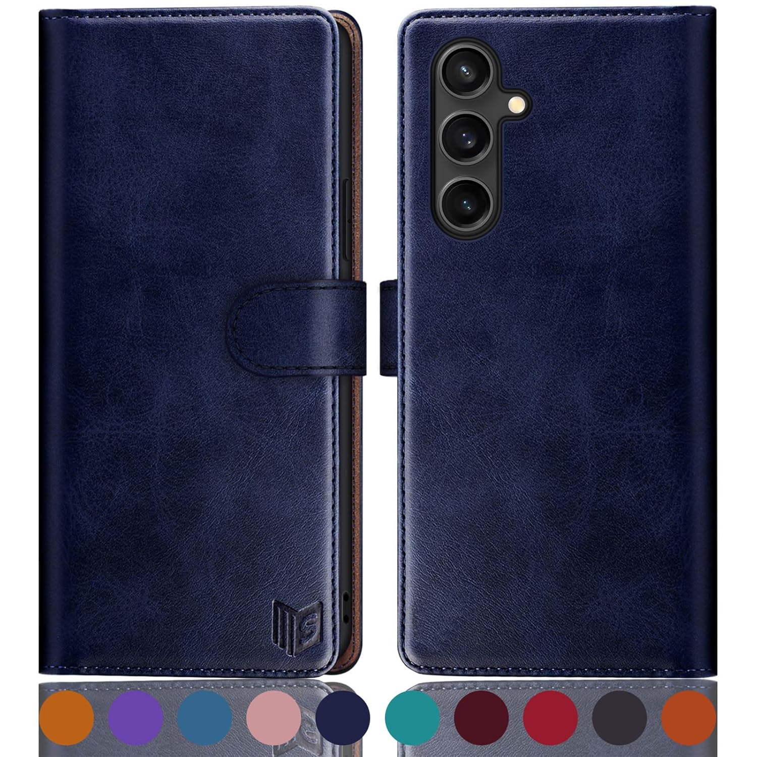 SUANPOT Suanpot Samsung Galaxy S23 FE Wallet Case RFID Blocking Credit Card Holder PU Leather Flip Folio Cover for Men and Women Blue