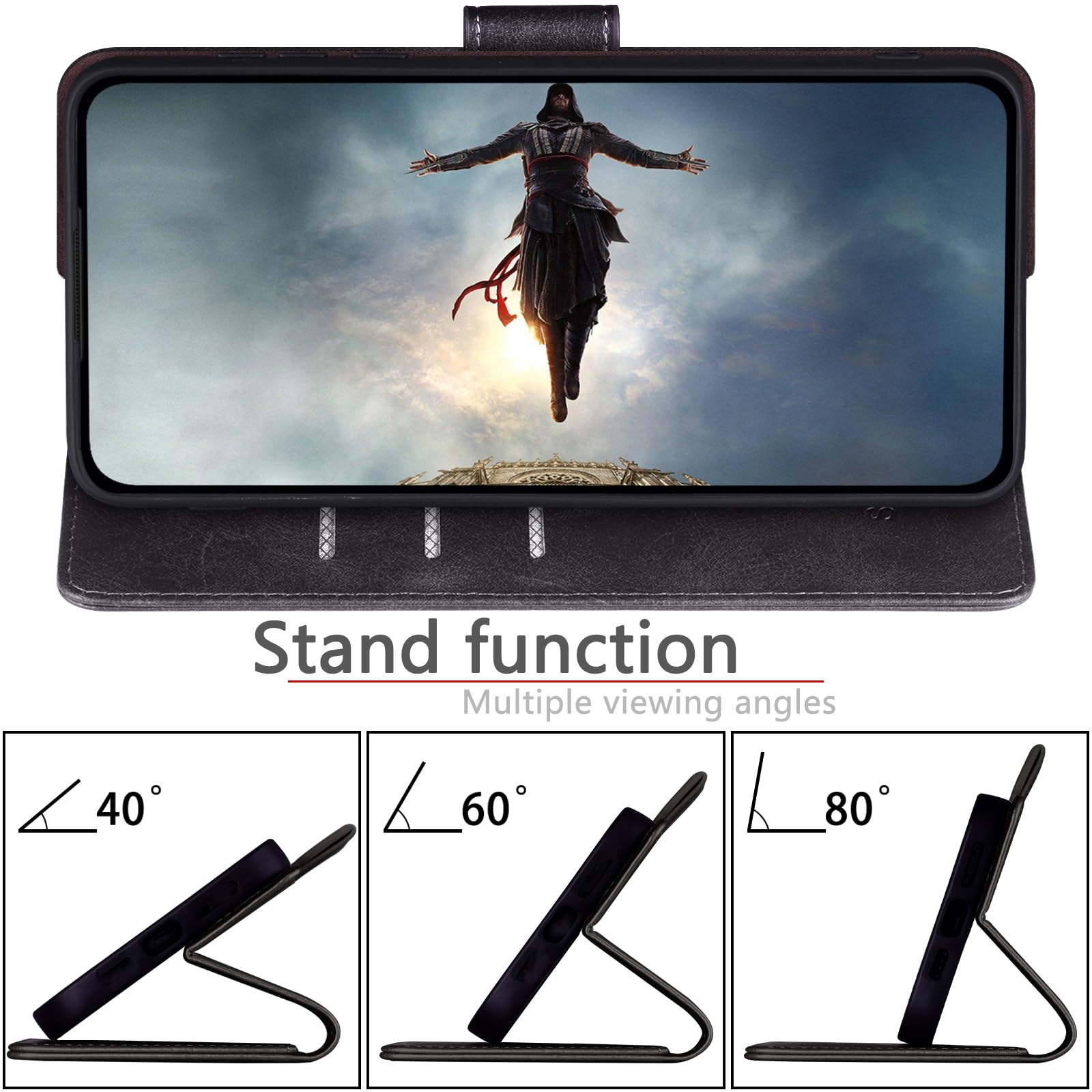 SUANPOT Suanpot Samsung Galaxy S23 FE Wallet Case RFID Blocking Credit Card Holder PU Leather Flip Folio Cover for Men and Women Black - View 6 of 7