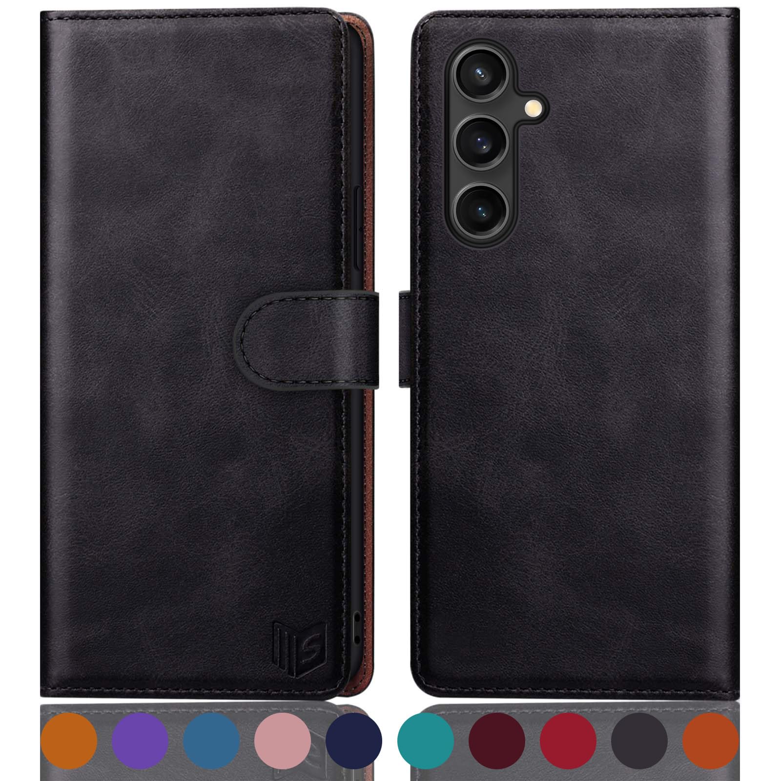 Suanpot Samsung Galaxy S23 FE Wallet Case RFID Blocking Credit Card Holder PU Leather Flip Folio Cover for Men and Women Black