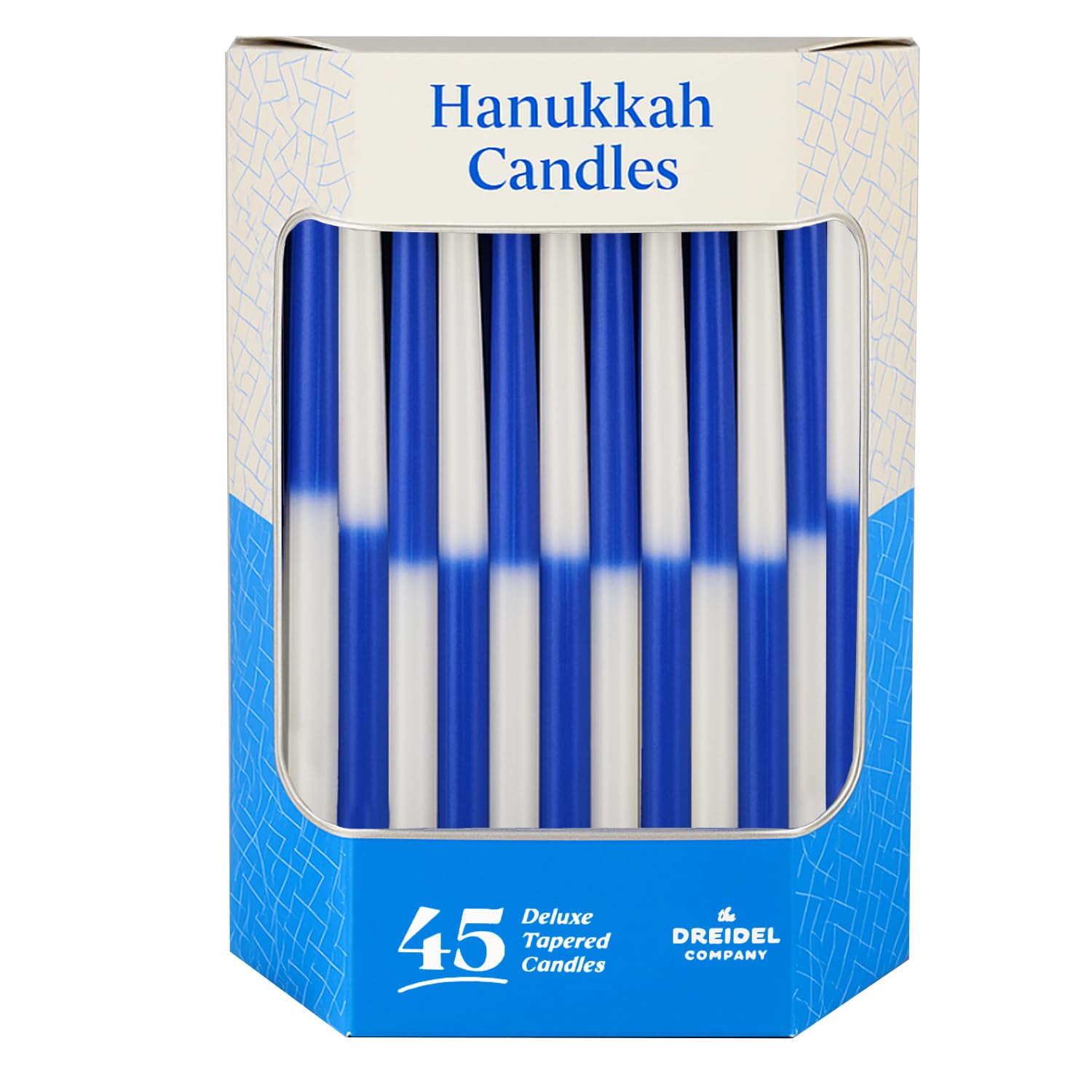 The Dreidel Company Deluxe Tapered Hanukkah Menorah Navy Blue and White with Candles for All 8 Nights of Chanukah by The Dreidel Company - View 4 of 6
