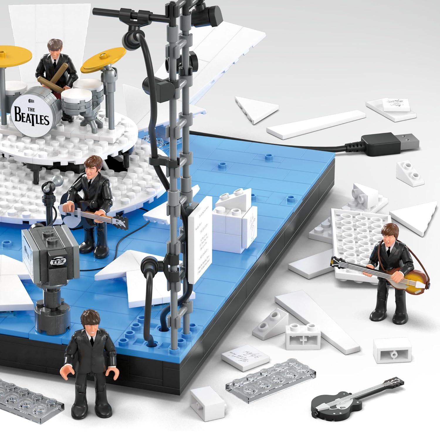 Mega Brands Mega The Beatles Building Set 681 Pieces with 4 Poseable Action Figures Ed Sullivan Stage LED Lights for Adult Collectors - View 4 of 7