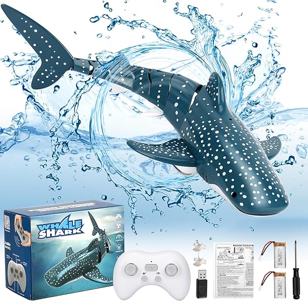 GearRoot Remote Control Shark Toys 1:18 Scale RC Shark Fish for Swimming Pool Bathroom Great Gift for Kids 6 Years and Up