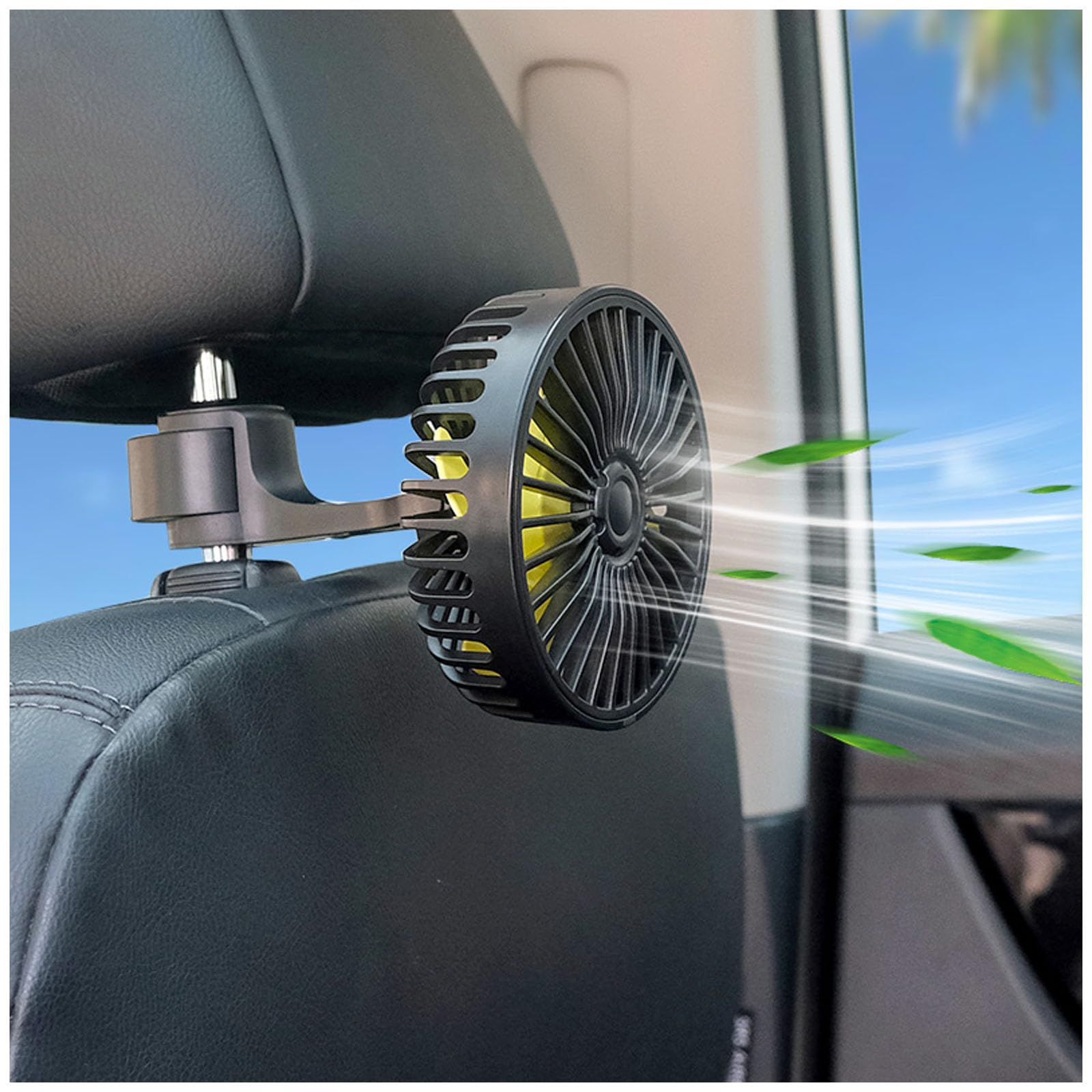 Hoenkeips Hoenkeips USB Powered Car Fan Portable Cooling Fan with 3 Speed Strong Wind Adjustable Clip for SUV RV Rear Seat Air Circulation