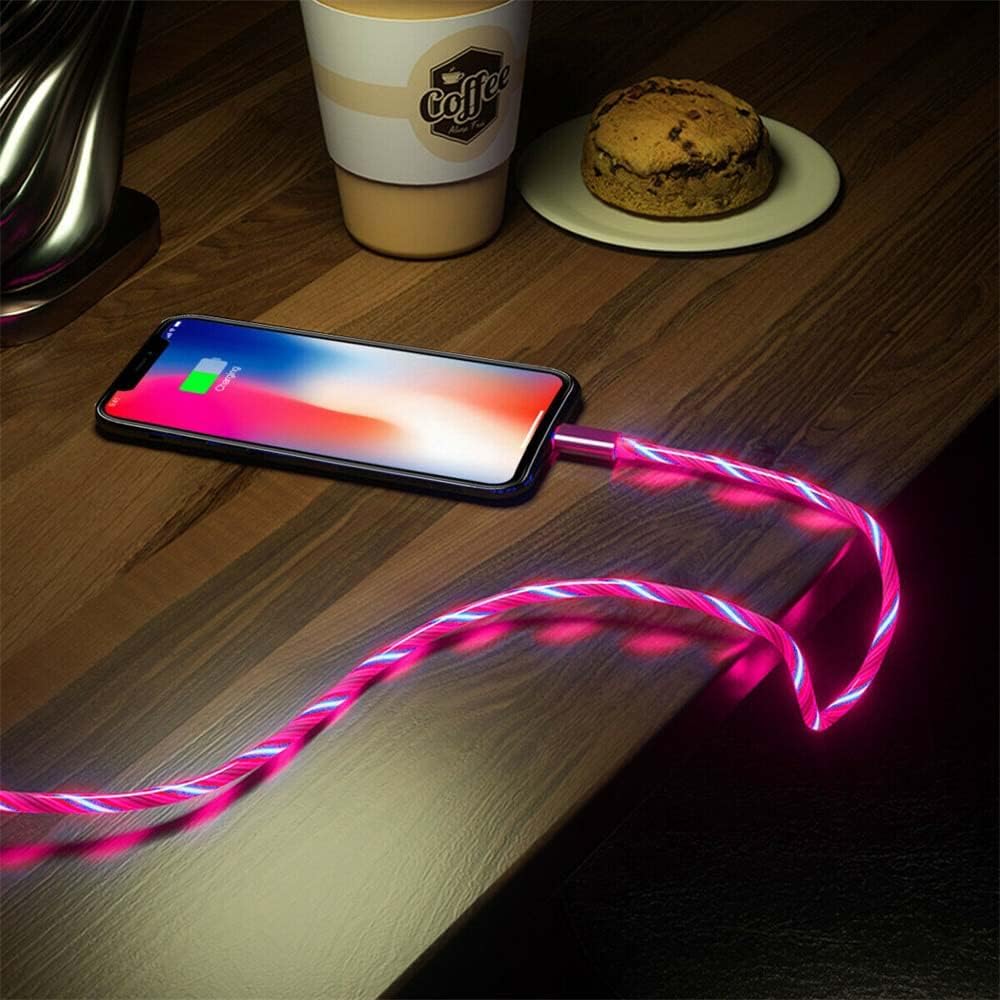 PETCTN PETCTN 3 in 1 Multi Charging Cable with LED Flowing Light Fast USB Charger Cord for Micro Type-C and Most Smartphones Red - View 2 of 5