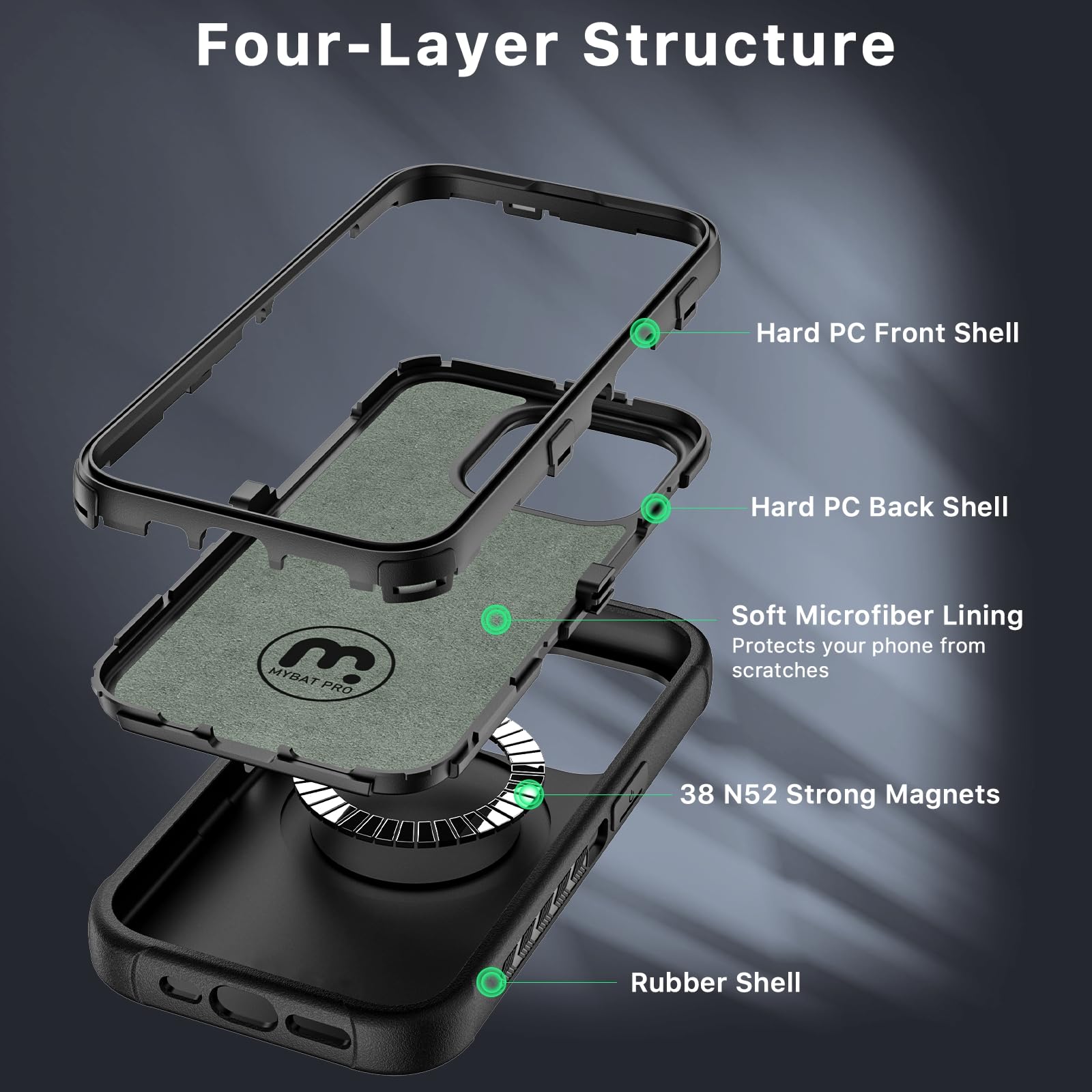 M MYBAT PRO MYBAT PRO Maverick Series iPhone 15 Pro Max Case with Belt Clip Holster and Screen Protector Anti-Drop Shockproof Heavy Duty Black - View 4 of 8