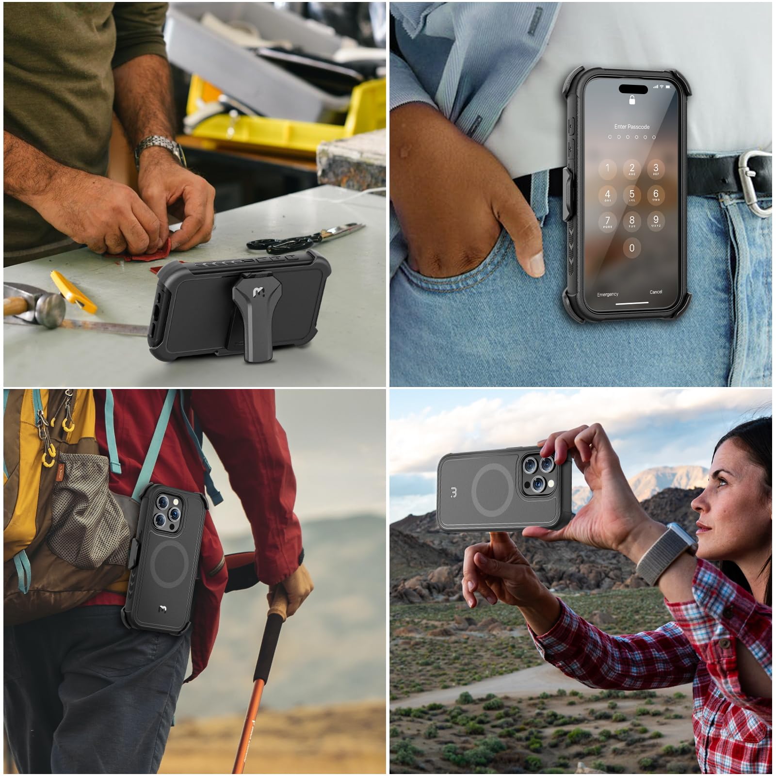 M MYBAT PRO MYBAT PRO Maverick Series iPhone 15 Pro Max Case with Belt Clip Holster and Screen Protector Anti-Drop Shockproof Heavy Duty Black - View 7 of 8