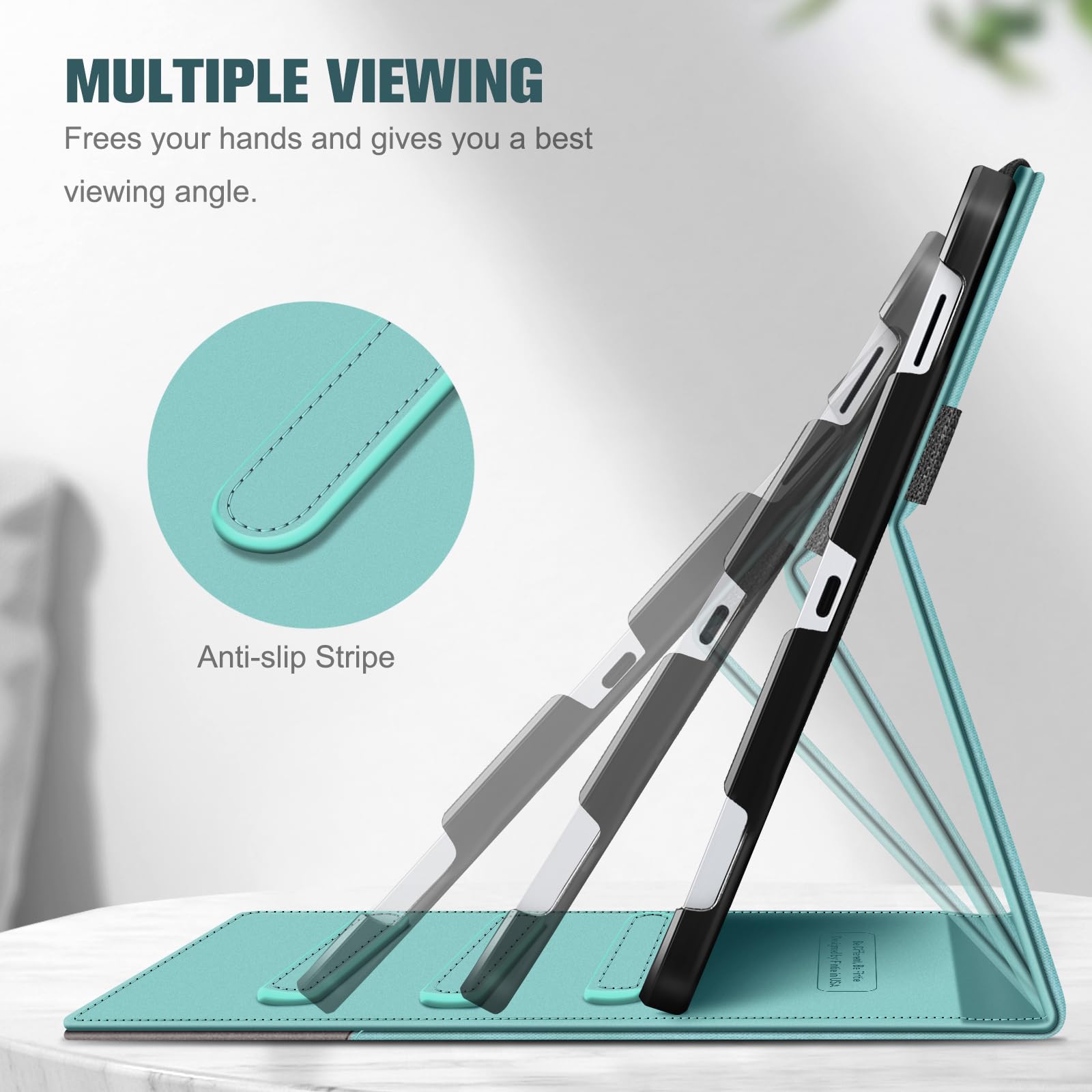 Fintie Multi-Angle Protective Case for Samsung Galaxy Tab S9 FE 10.9 Inch and S9 11 Inch 2023 with Auto Sleep Wake and Pocket Turquoise - View 3 of 9