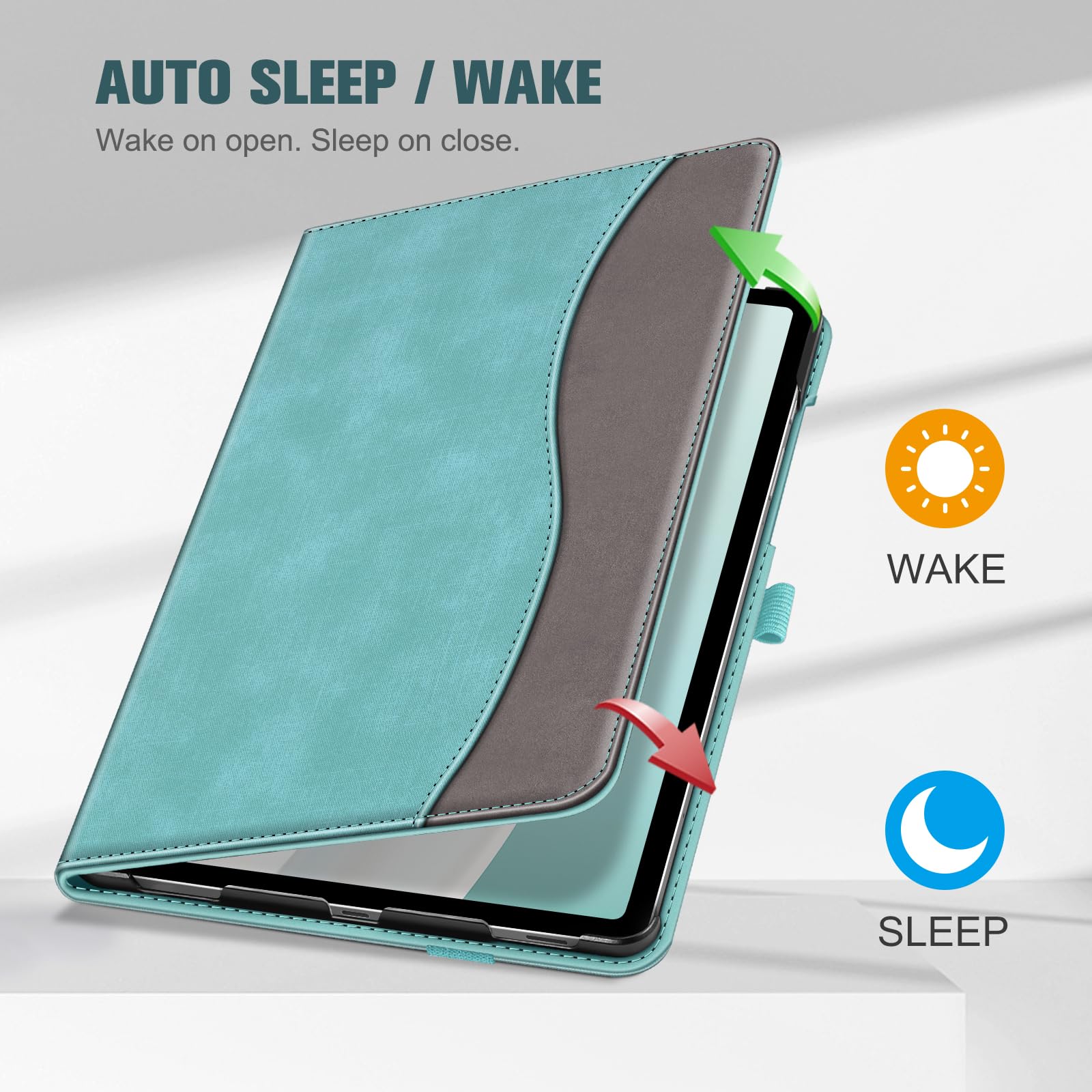 Fintie Multi-Angle Protective Case for Samsung Galaxy Tab S9 FE 10.9 Inch and S9 11 Inch 2023 with Auto Sleep Wake and Pocket Turquoise - View 4 of 9