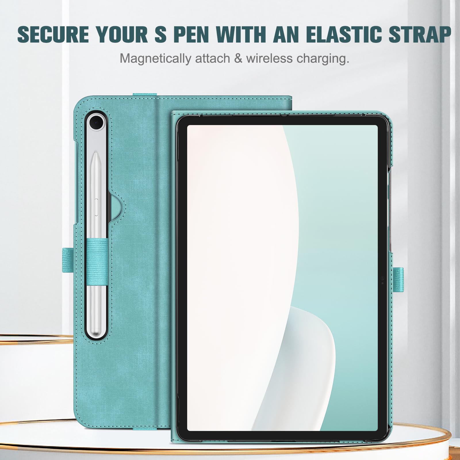 Fintie Multi-Angle Protective Case for Samsung Galaxy Tab S9 FE 10.9 Inch and S9 11 Inch 2023 with Auto Sleep Wake and Pocket Turquoise - View 8 of 9