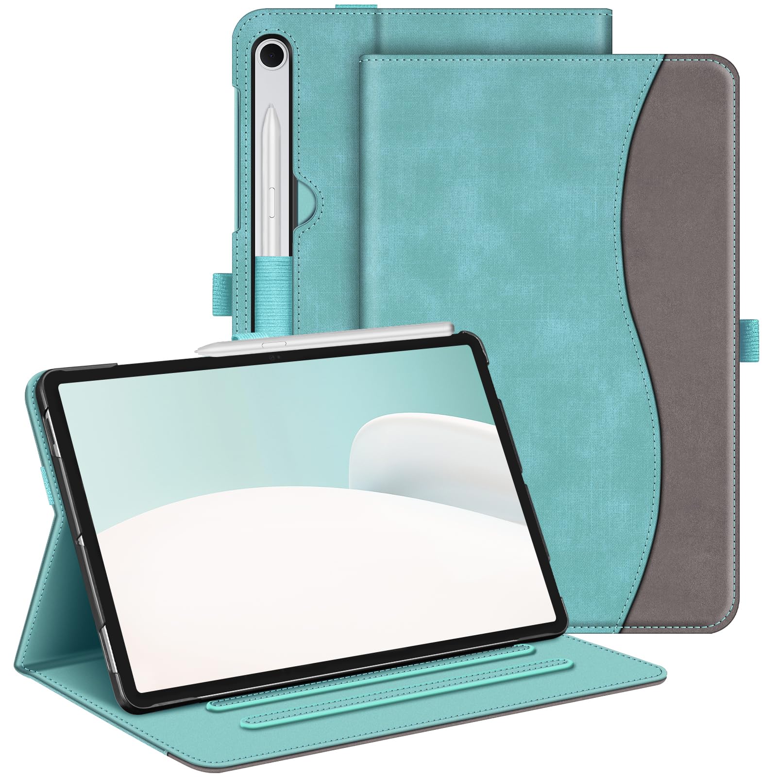 Fintie Multi-Angle Protective Case for Samsung Galaxy Tab S9 FE 10.9 Inch and S9 11 Inch 2023 with Auto Sleep Wake and Pocket Turquoise