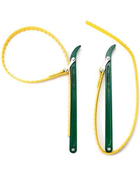 QWORK "QWORK 15" Belt Strap Wrench 2-Pack: Adjustable Oil Filter Opener with 35.5" Capacity for Multi-Purpose Use"
