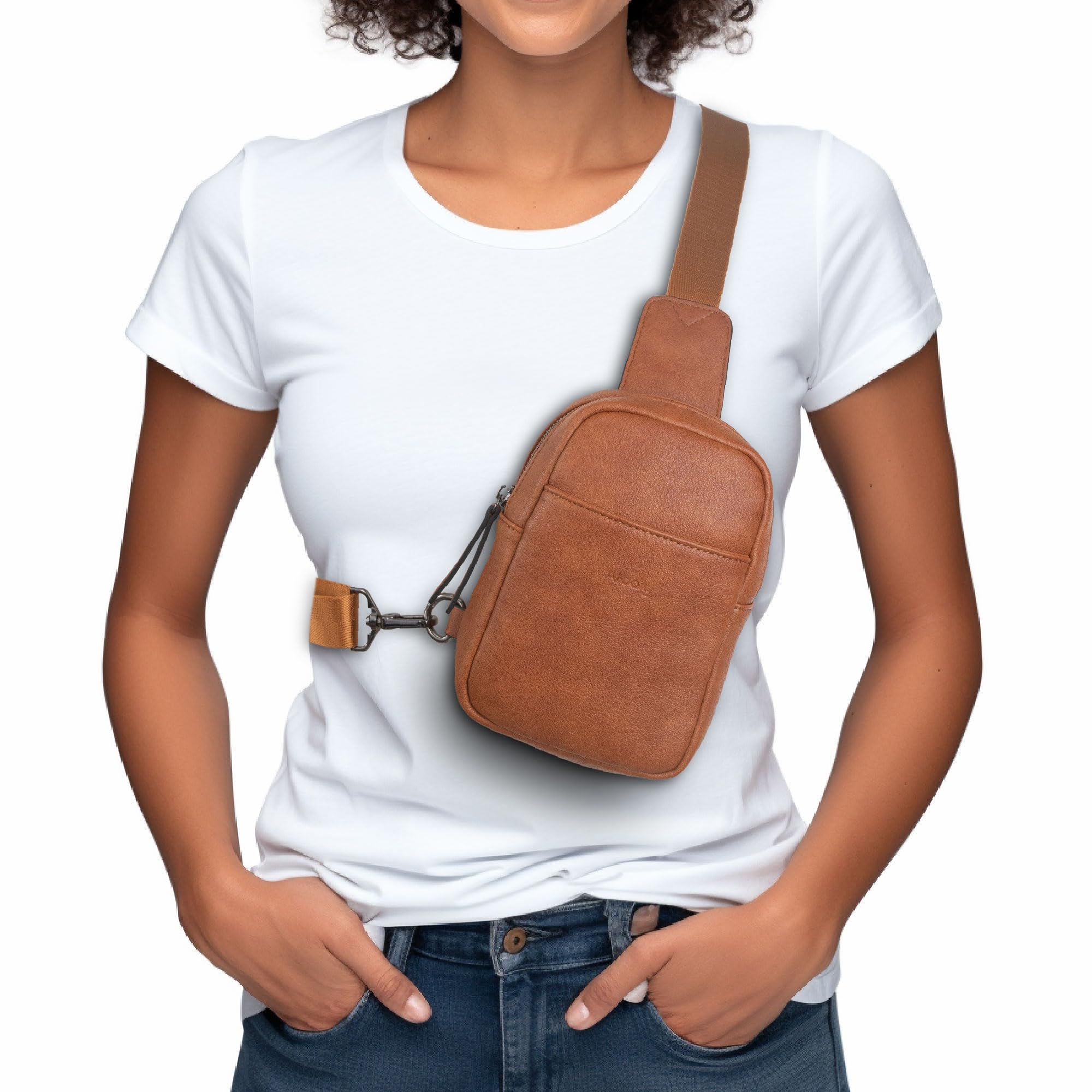 Alldaily Alldaily Small Sling Bag for Women Leather Crossbody Purse Trendy Chest Bag for Travel Fanny Pack in Brown - View 2 of 7