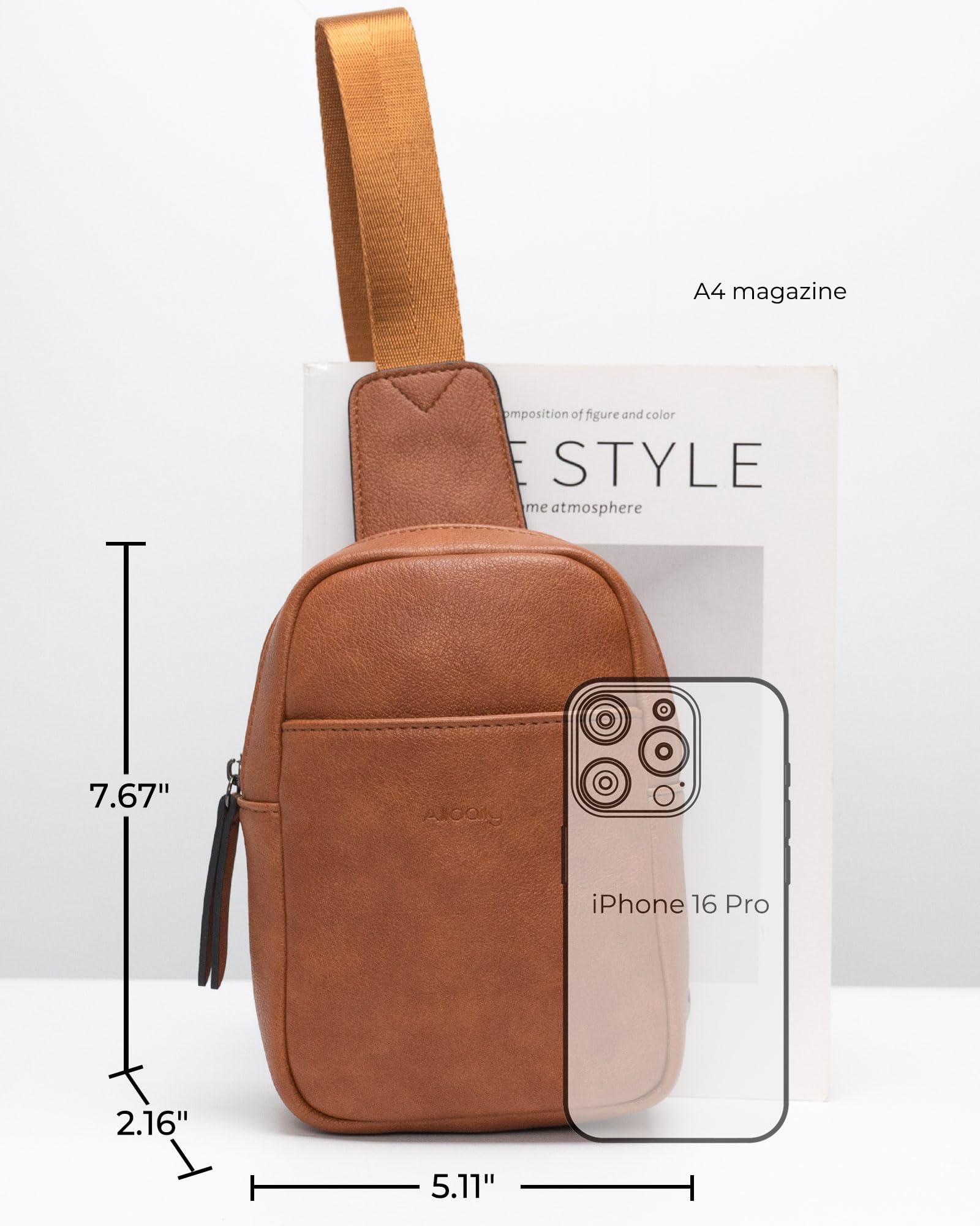 Alldaily Alldaily Small Sling Bag for Women Leather Crossbody Purse Trendy Chest Bag for Travel Fanny Pack in Brown - View 4 of 7