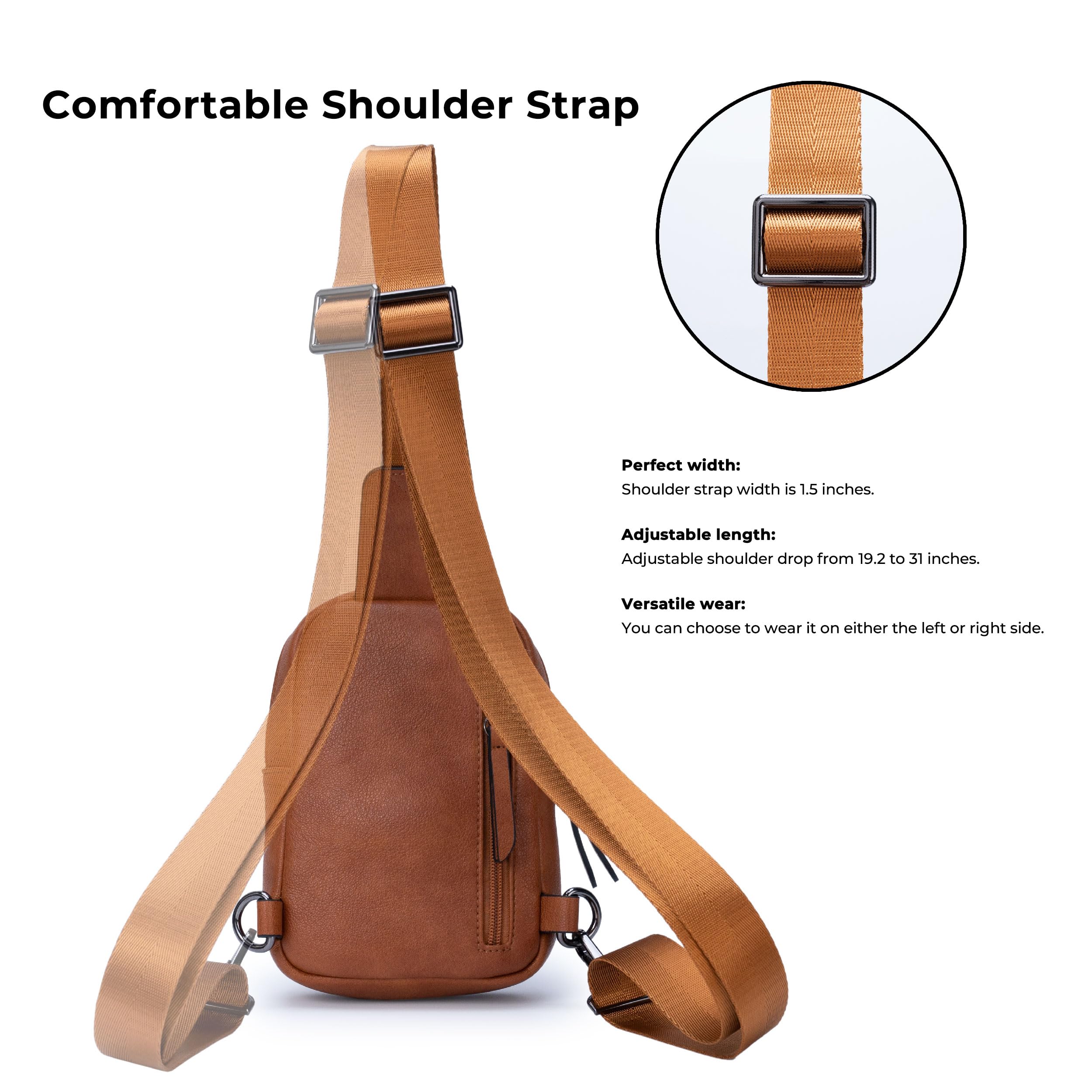 Alldaily Alldaily Small Sling Bag for Women Leather Crossbody Purse Trendy Chest Bag for Travel Fanny Pack in Brown - View 5 of 7