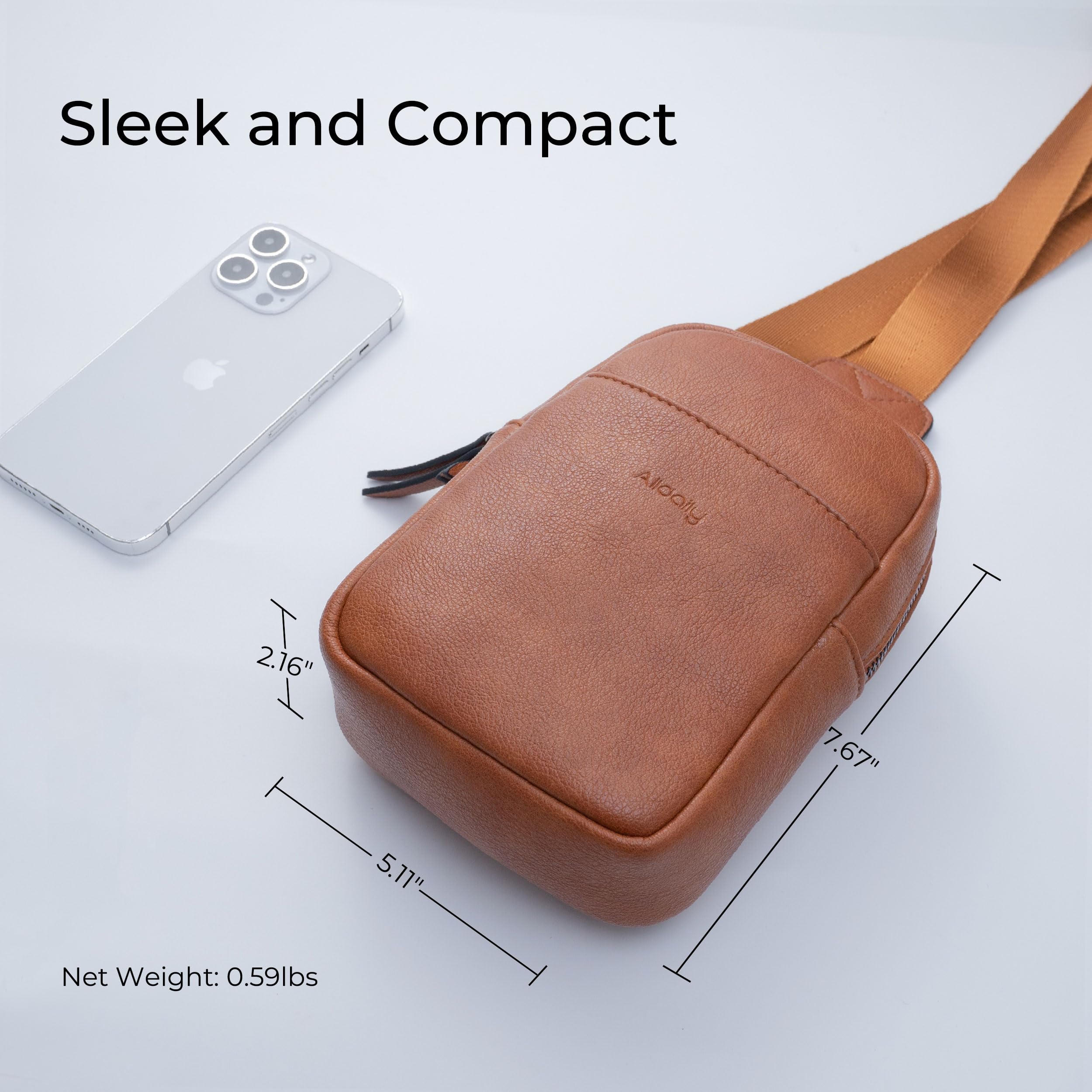 Alldaily Alldaily Small Sling Bag for Women Leather Crossbody Purse Trendy Chest Bag for Travel Fanny Pack in Brown - View 7 of 7