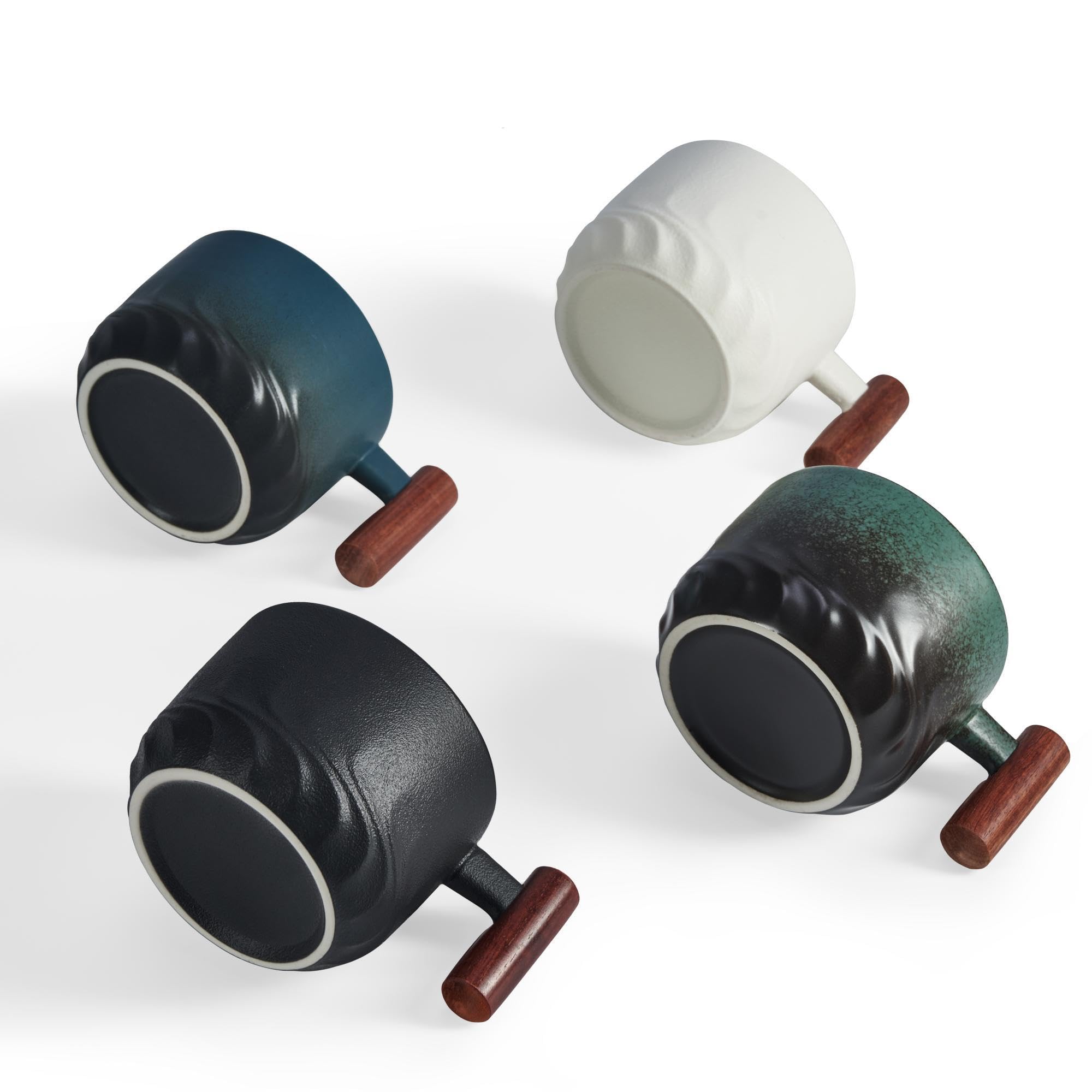 CLASGLAZ CLASGLAZ 6oz Ceramic Espresso Cups Set of 4 with Wooden Handle for Latte Cappuccino and Tea - View 5 of 7