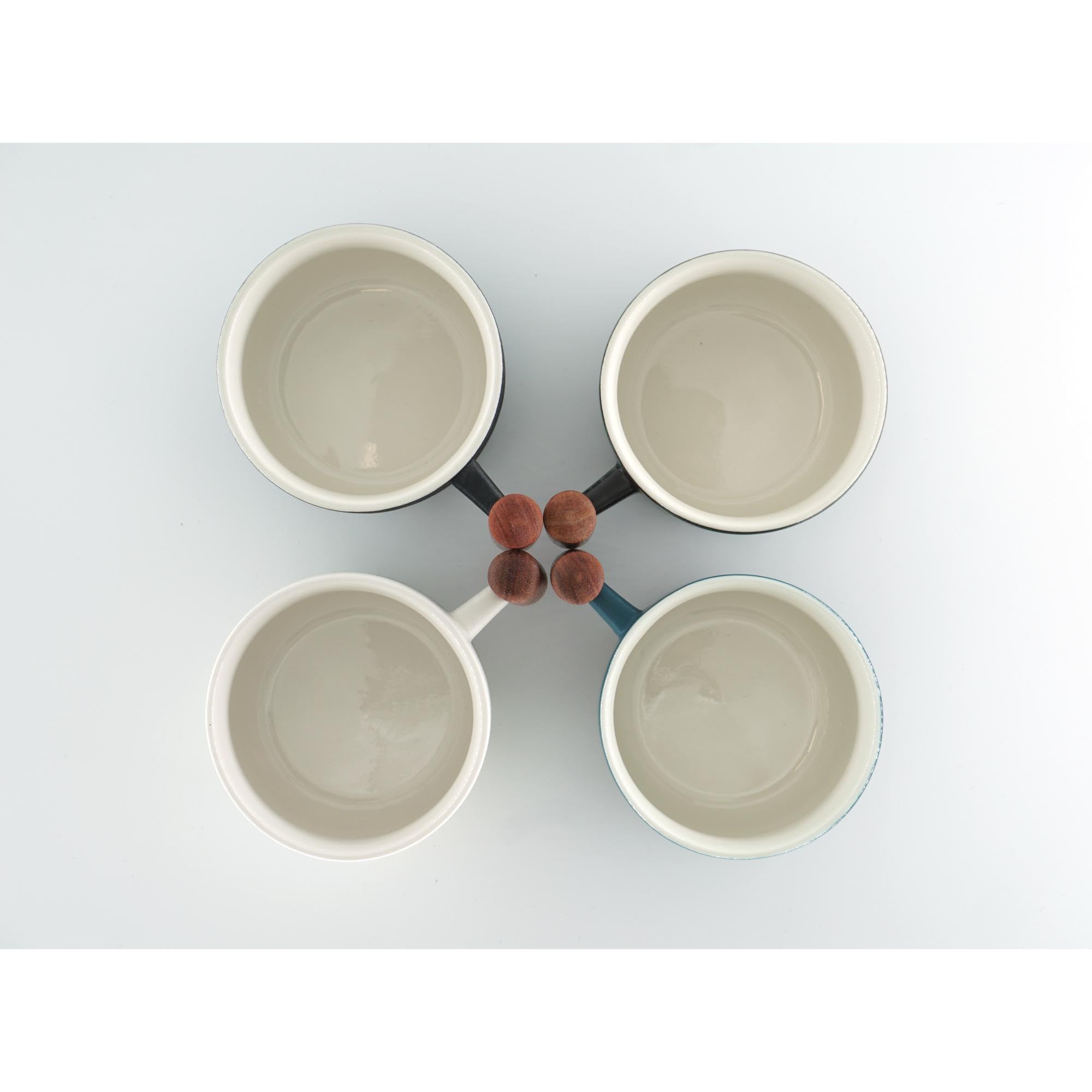 CLASGLAZ CLASGLAZ 6oz Ceramic Espresso Cups Set of 4 with Wooden Handle for Latte Cappuccino and Tea - View 7 of 7
