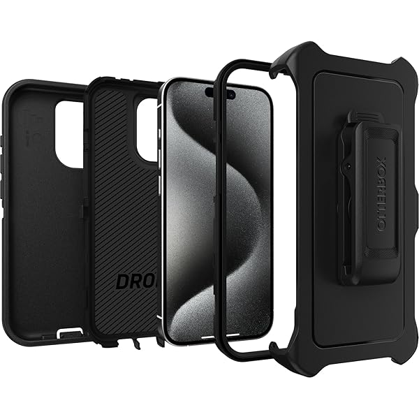 OtterBox OtterBox iPhone 15 Pro Defender Series Case Black Rugged Durable with Port Protection and Holster Clip for Business Customers - View 6 of 8