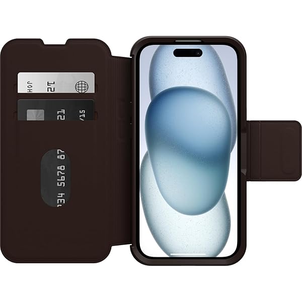 OtterBox OtterBox iPhone 15 Strada Folio Case Espresso Genuine Leather Card Holder MagSafe Compatible Pocket-Friendly Design - View 6 of 8