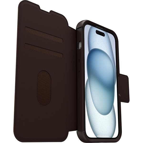 OtterBox OtterBox iPhone 15 Strada Folio Case Espresso Genuine Leather Card Holder MagSafe Compatible Pocket-Friendly Design - View 7 of 8