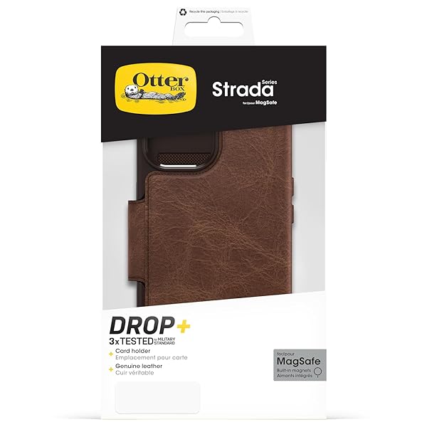 OtterBox OtterBox iPhone 15 Strada Folio Case Espresso Genuine Leather Card Holder MagSafe Compatible Pocket-Friendly Design - View 8 of 8