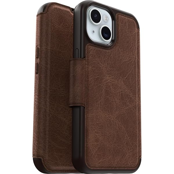 OtterBox OtterBox iPhone 15 Strada Folio Case Espresso Genuine Leather Card Holder MagSafe Compatible Pocket-Friendly Design - View 3 of 8