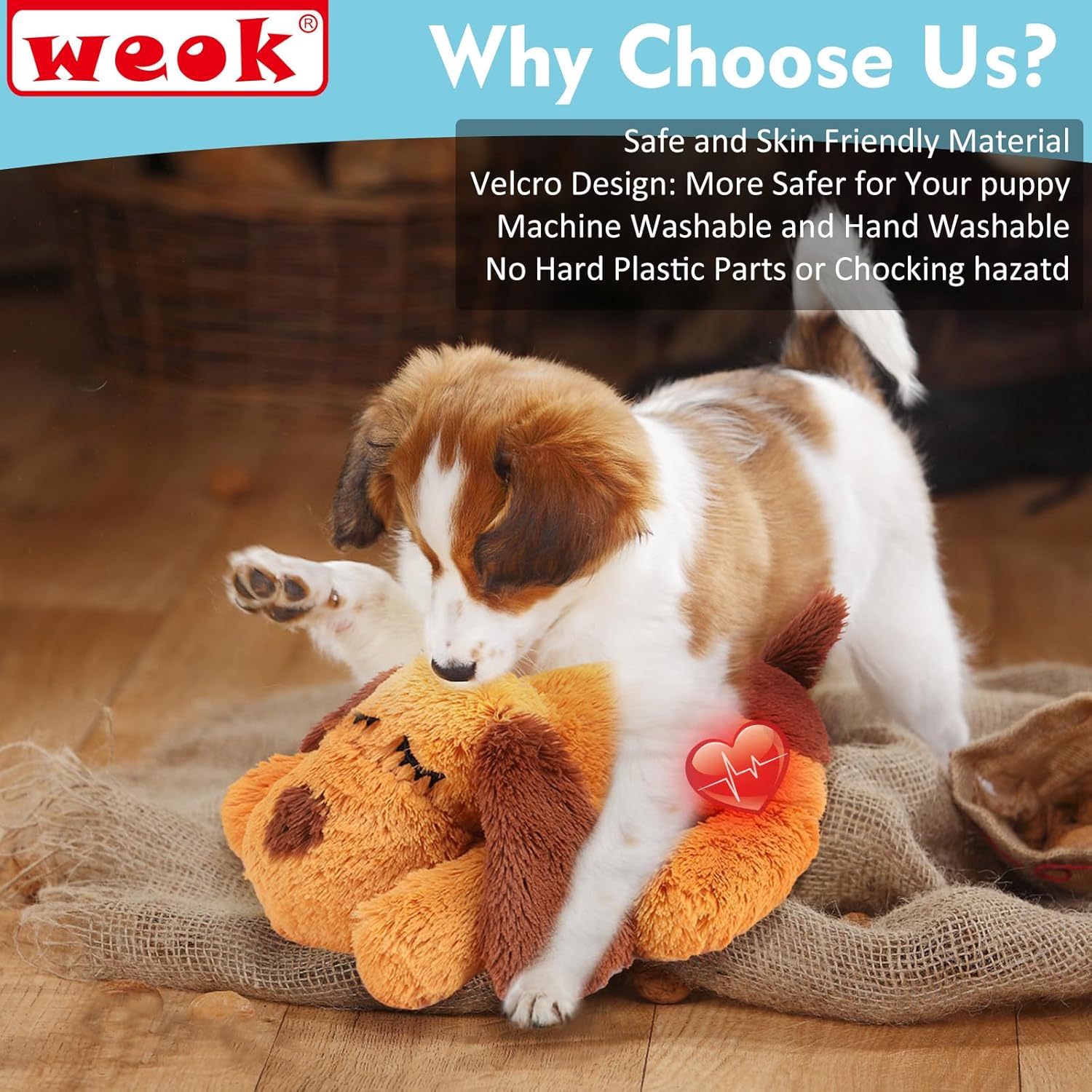 WEOK WEOK Heartbeat Puppy Toy Comfort Cuddler Pillow for Dog Anxiety Relief and Calming Sleep Aid for Pets - View 3 of 8